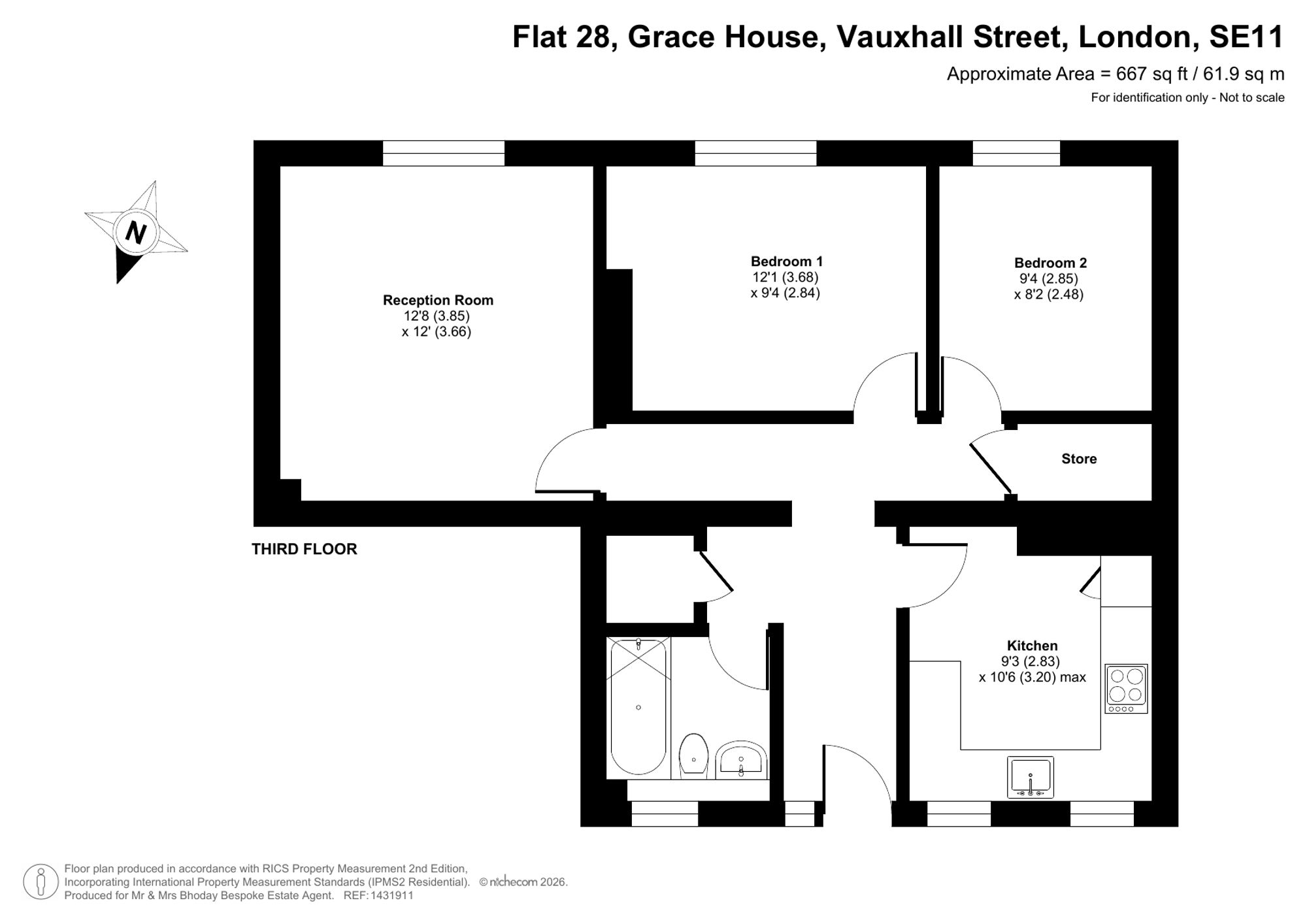 Flat 28, Grace House Vauxhall Street, London floorplan