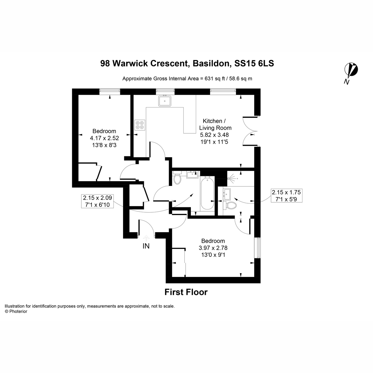 98, Warwick Crescent, Basildon floorplan