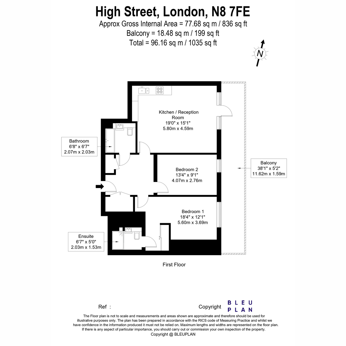 Flat Flat 6, Basset Court, High Street, London floorplan