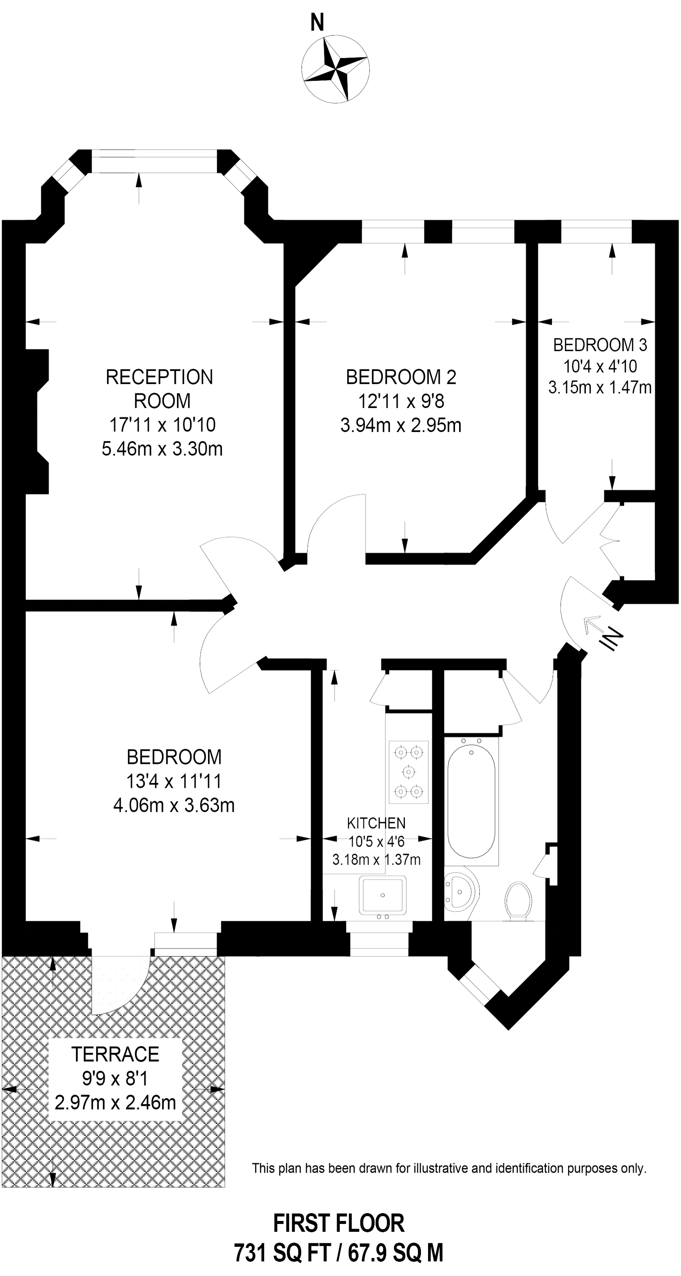 Fortis Green Road, Muswell Hill, London N10, 3 bedroom flat to rent