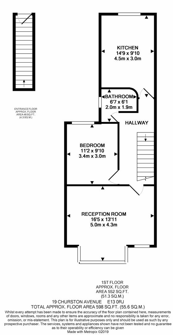 Fist Floor Flat, 19, Churston Avenue, London floorplan