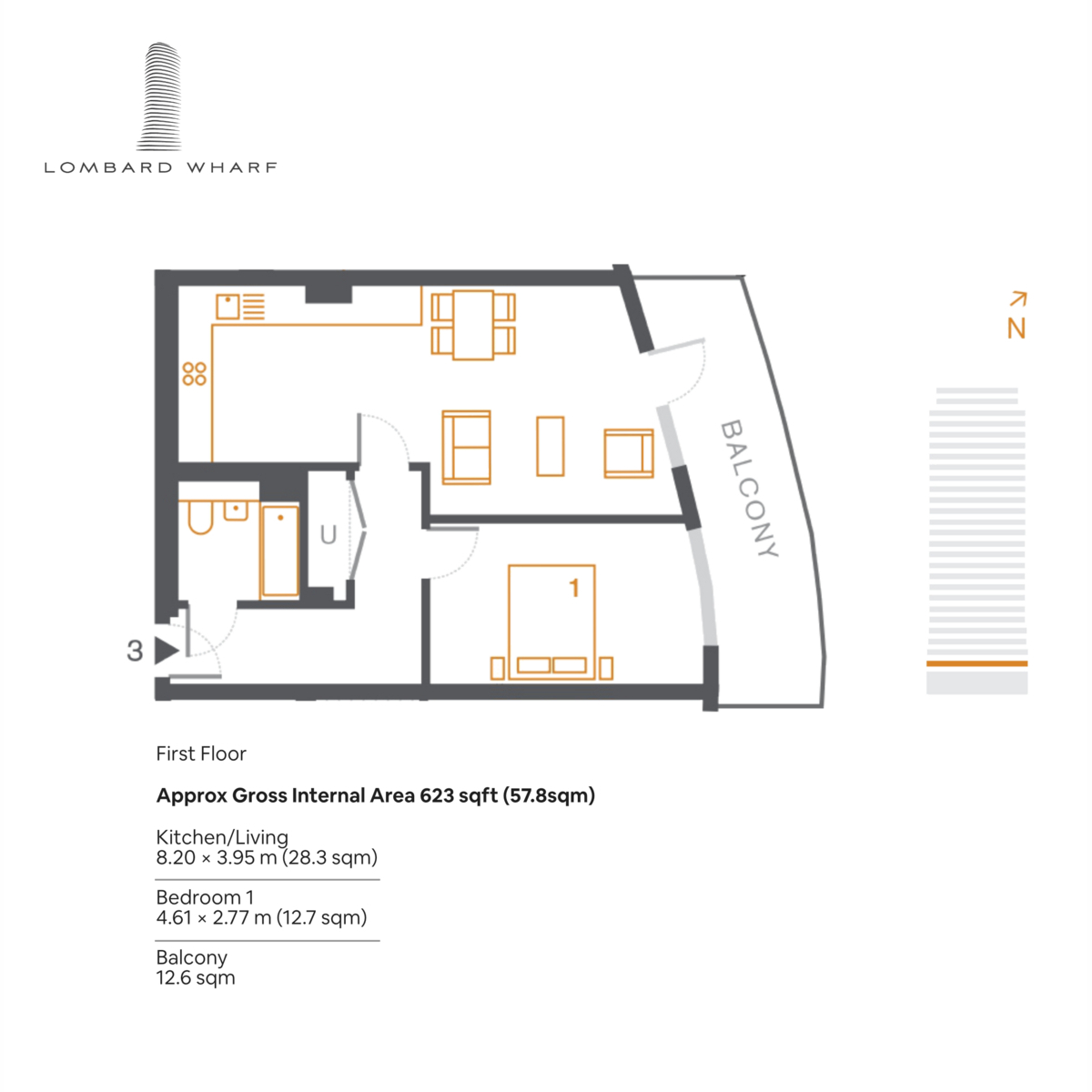 Flat 3 Lombard Wharf, 12, Lombard Road, London floorplan
