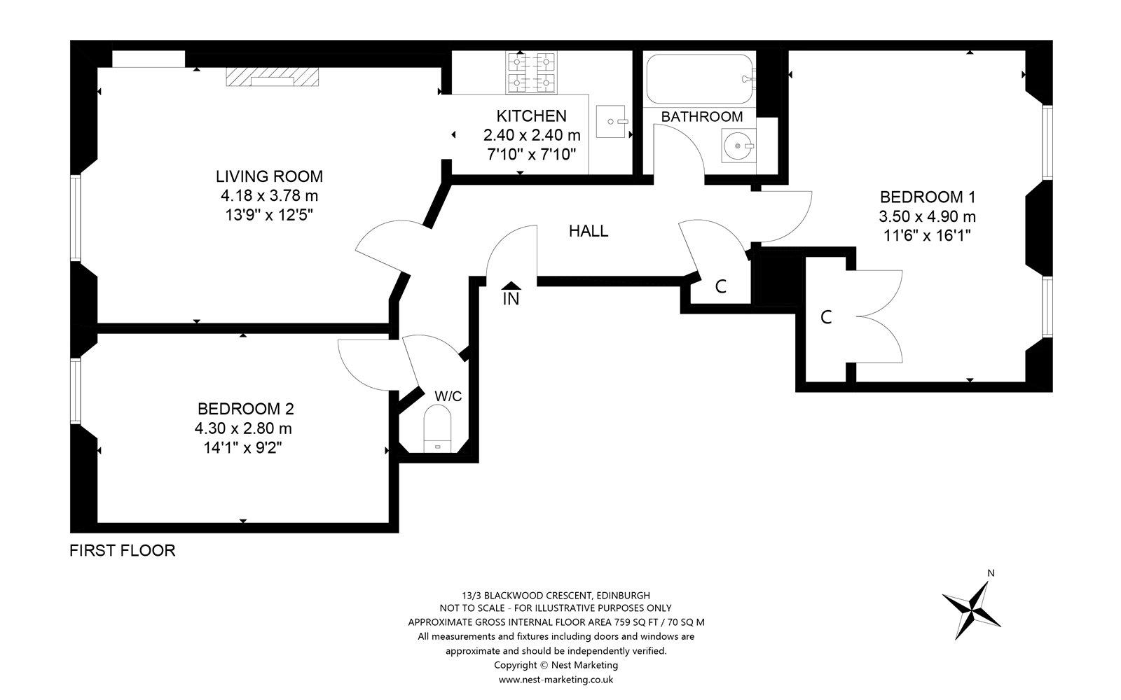 Blackwood Crescent, Newington, Edinburgh EH9, 2 bedroom flat for sale