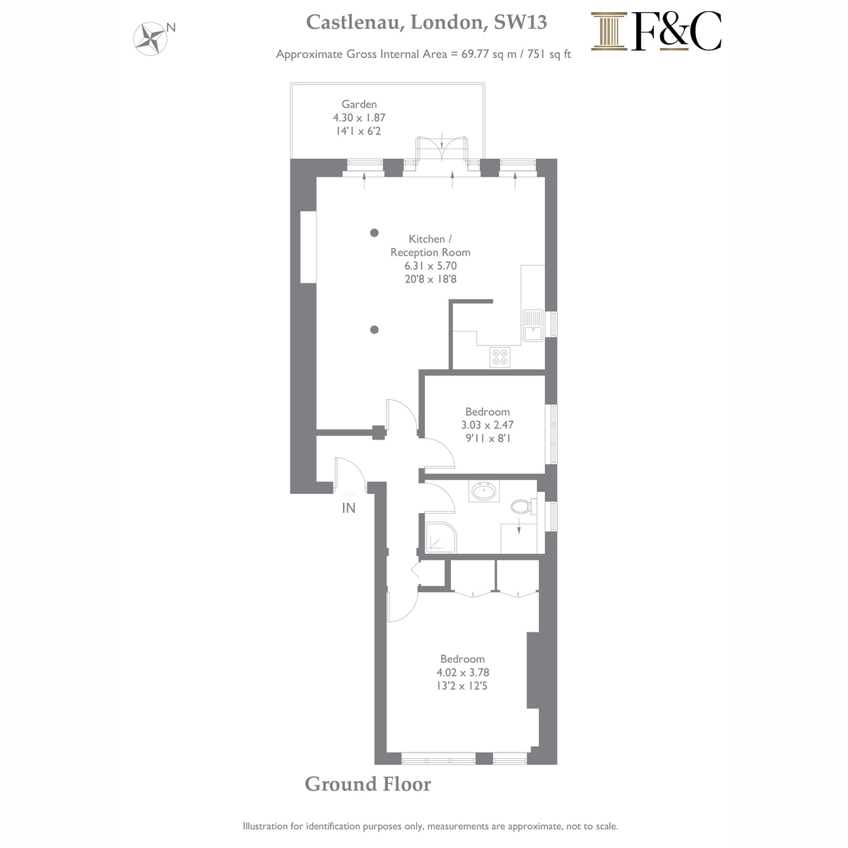 Flat Flat 2, 125, Castelnau, London floorplan