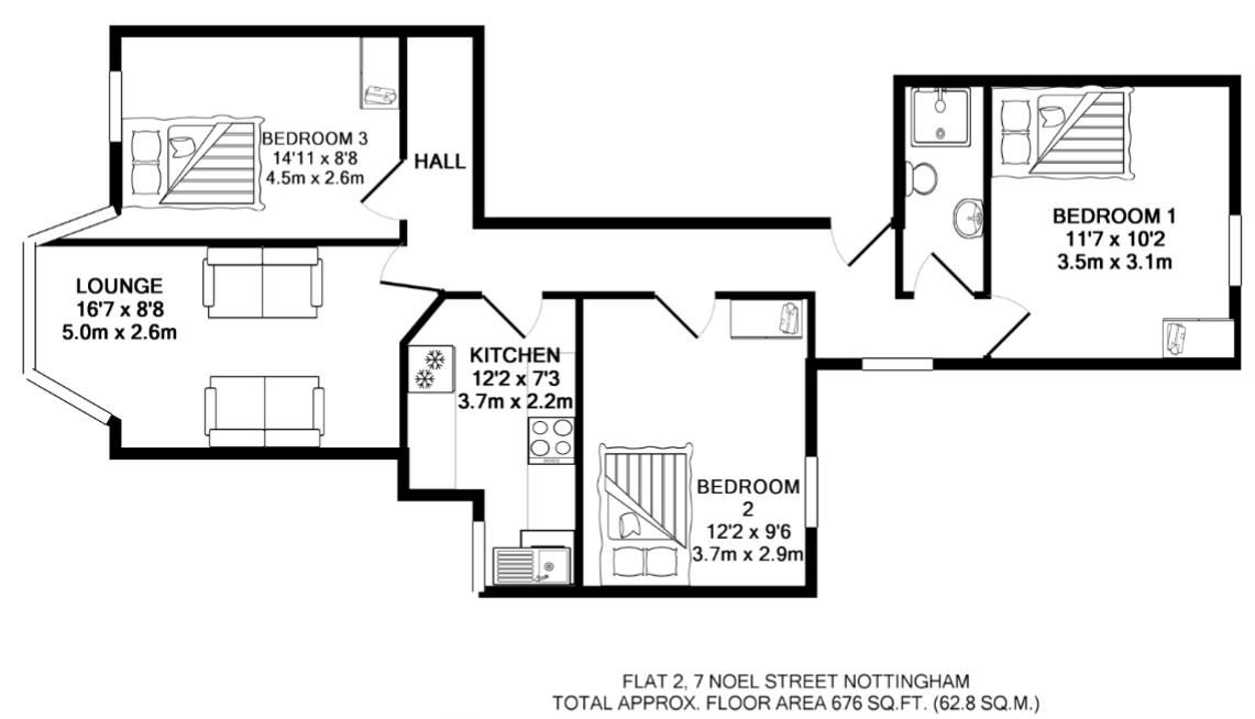 Flat 2, 7, Noel Street, Nottingham floorplan