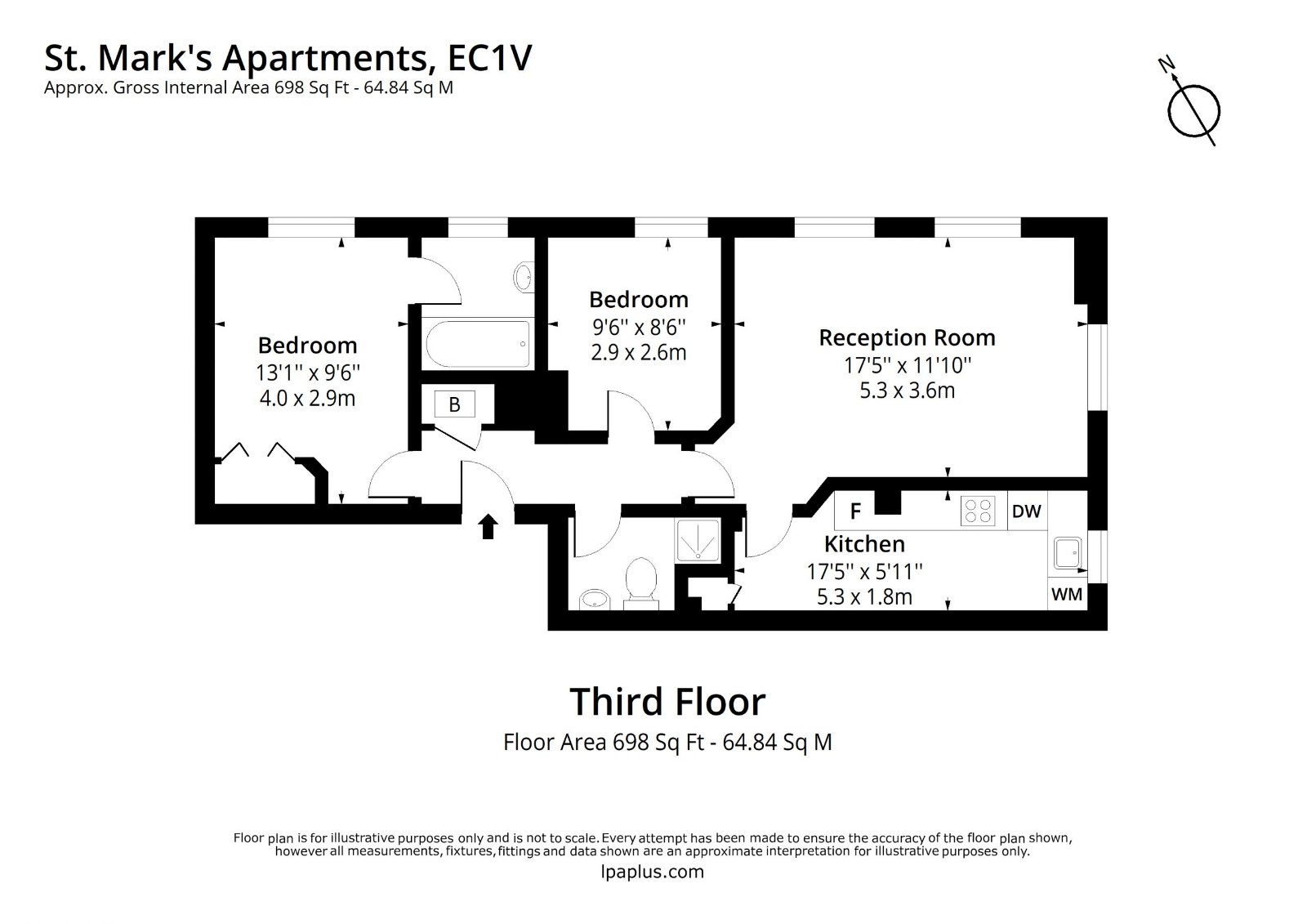 Flat 55,, St Mark's Apartments, London floorplan