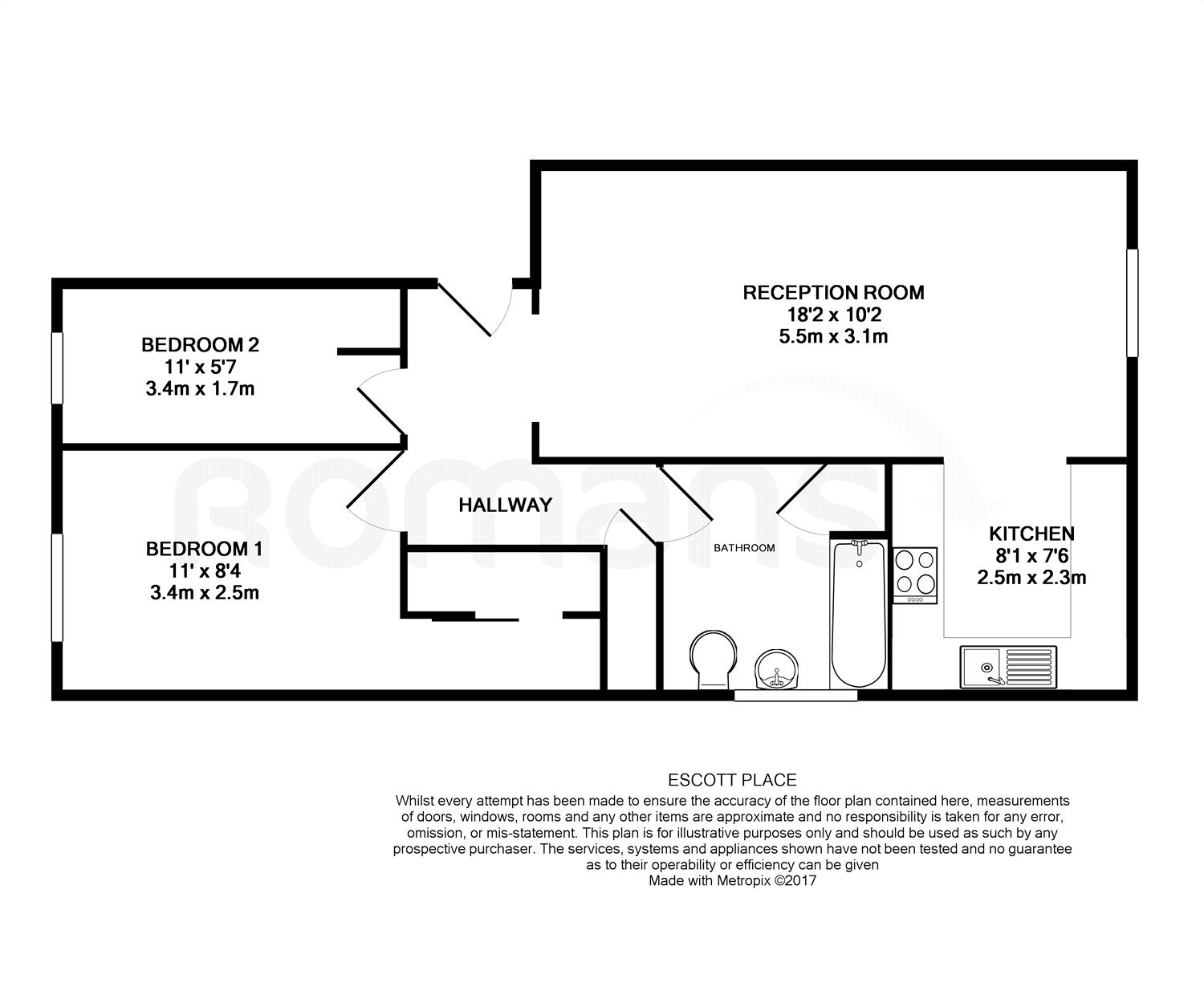 14, Escott Place, Chertsey floorplan