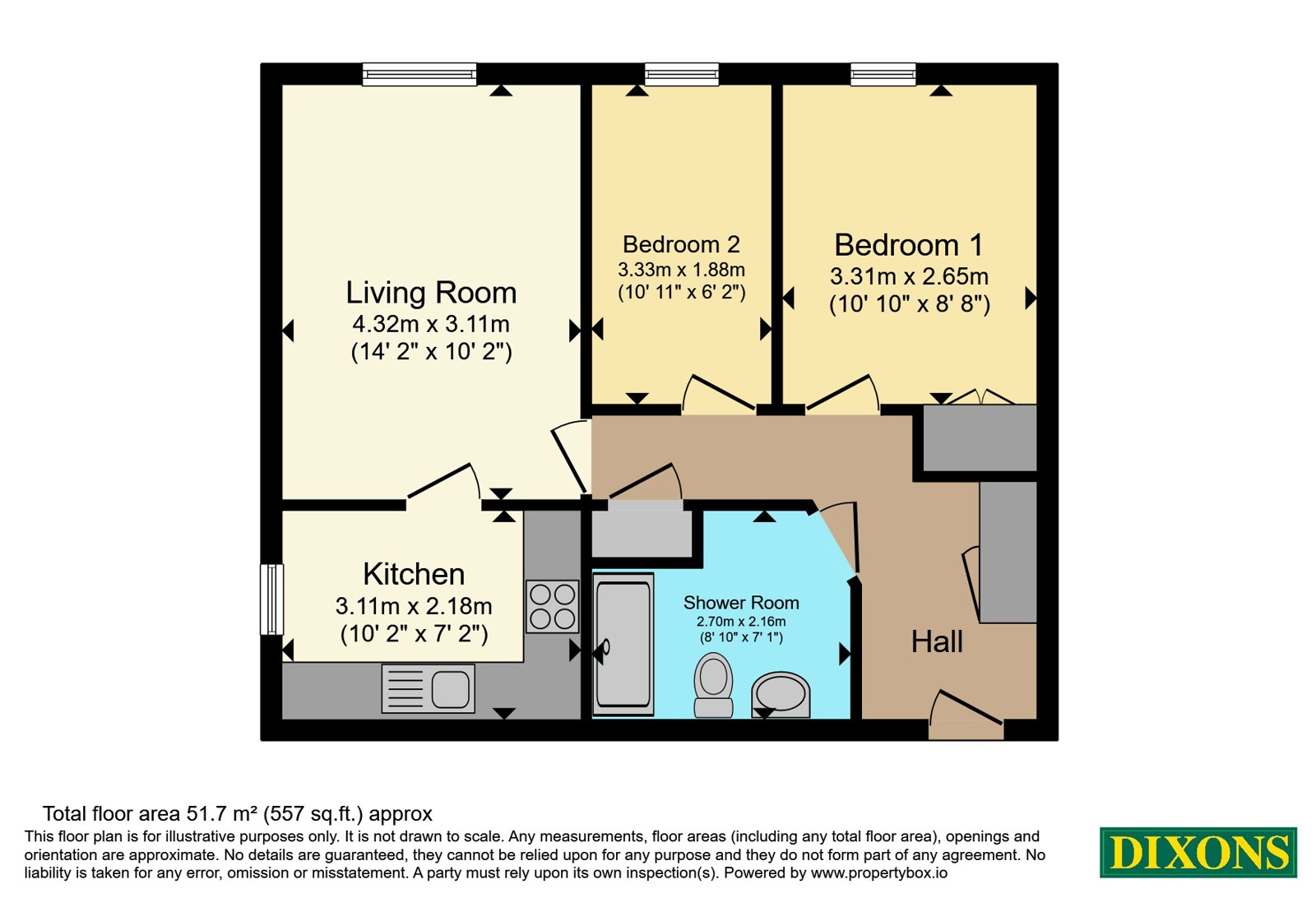 Flat 401, Grosvenor Court, 58, The Green, Birmingham floorplan