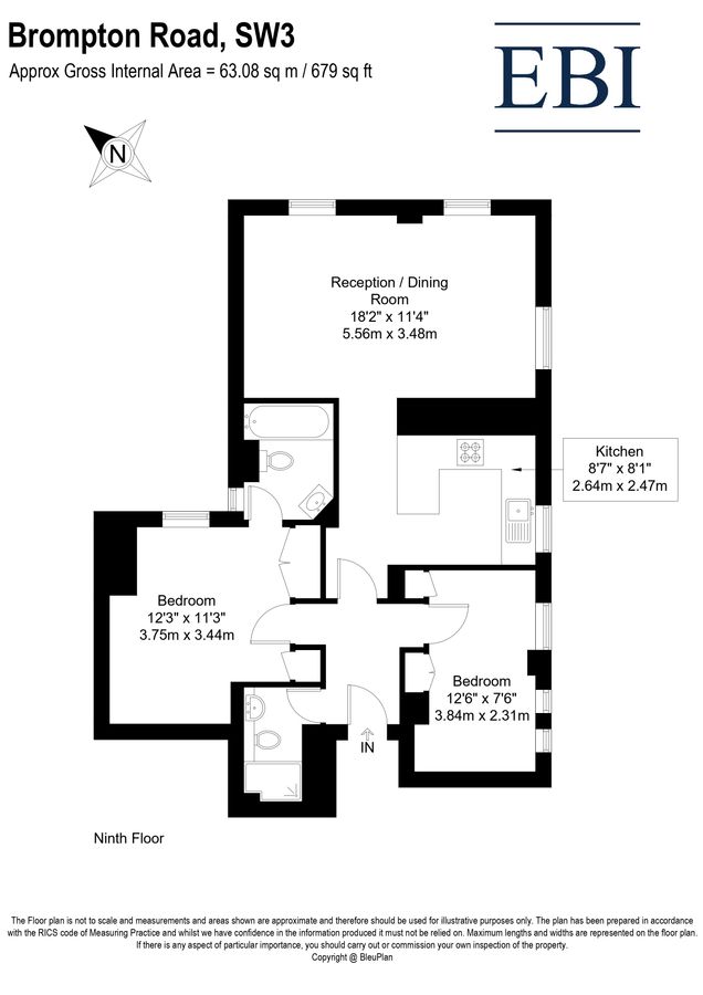 Flat 77, Princes Court, 88, Brompton Road, London floorplan