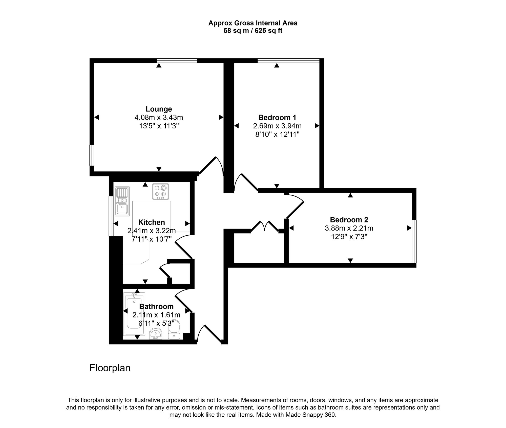 Flat 3, The Hermitage Church Street, Whitchurch floorplan