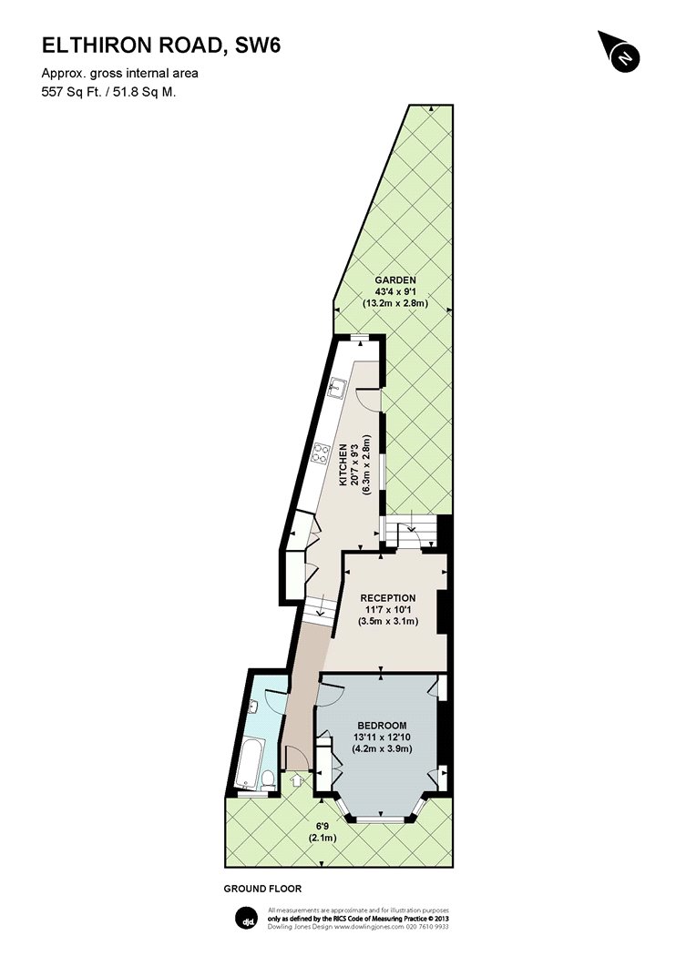 Garden Flat, 23, Elthiron Road, London floorplan