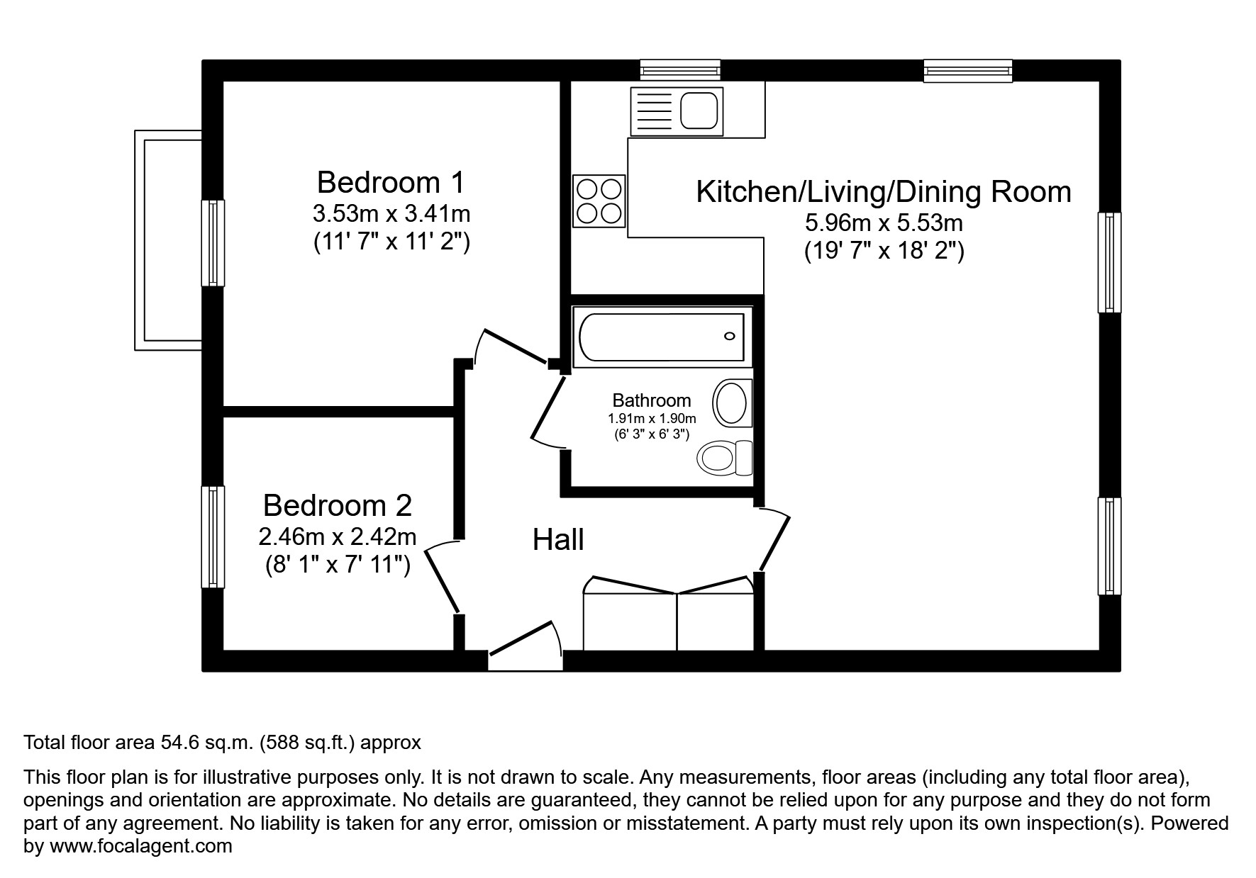 Apartment 5, 9 Brandwood, Birmingham floorplan