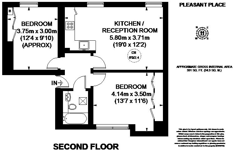 2 Bedrooms Flat to rent in Pleasant Place, London N1