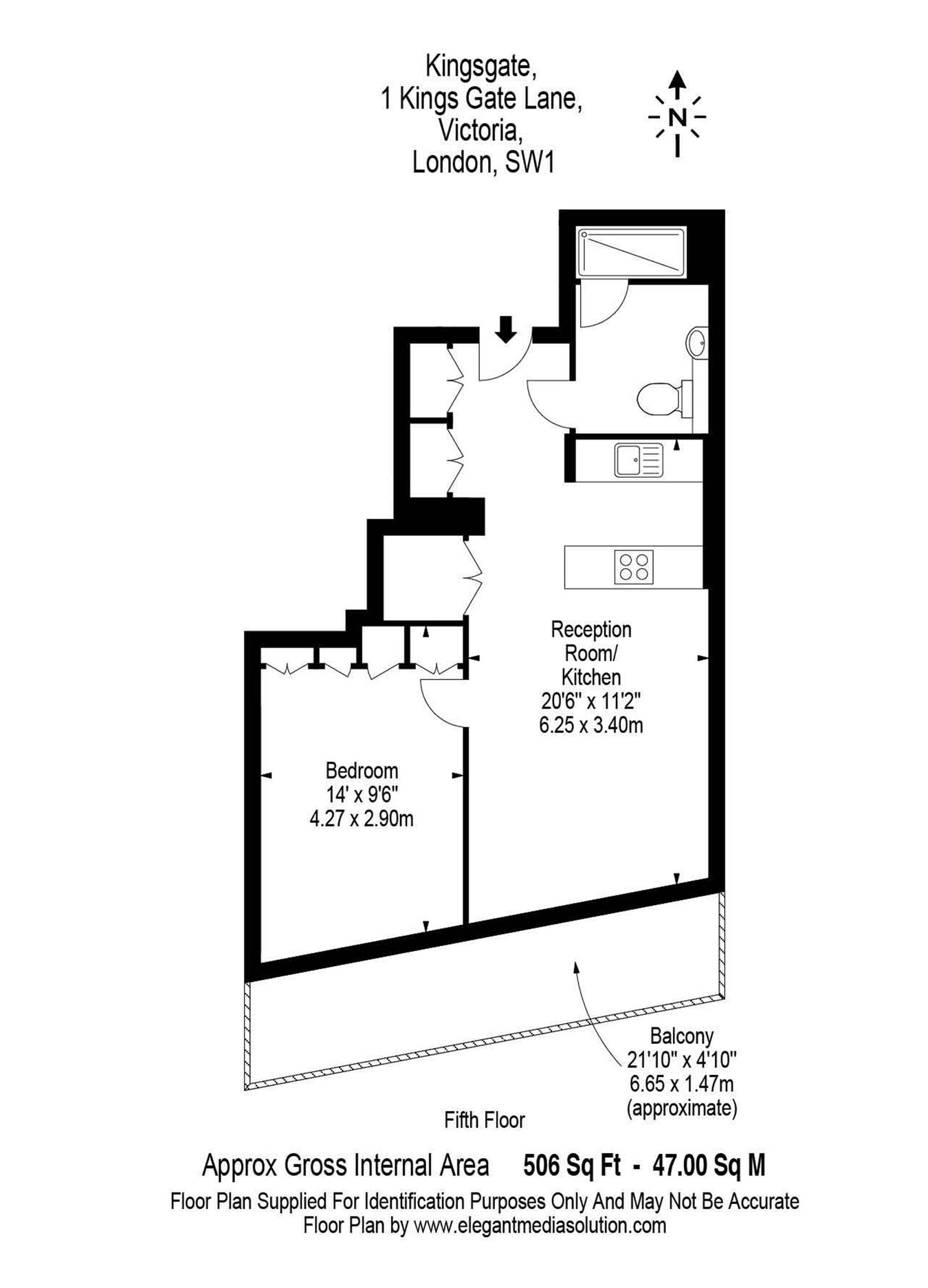 Apartment 5.08, 1 Kings Gate Walk, London floorplan