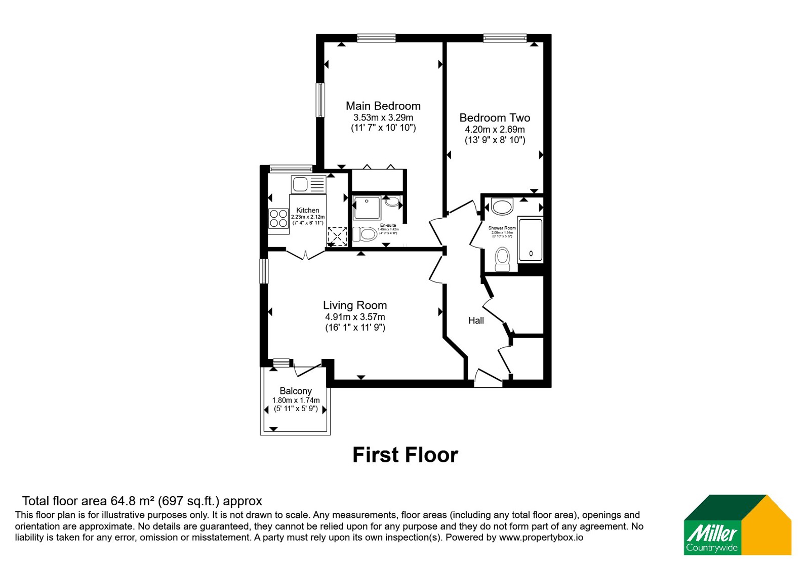 Flat 9,, Carnes Court, Falmouth floorplan