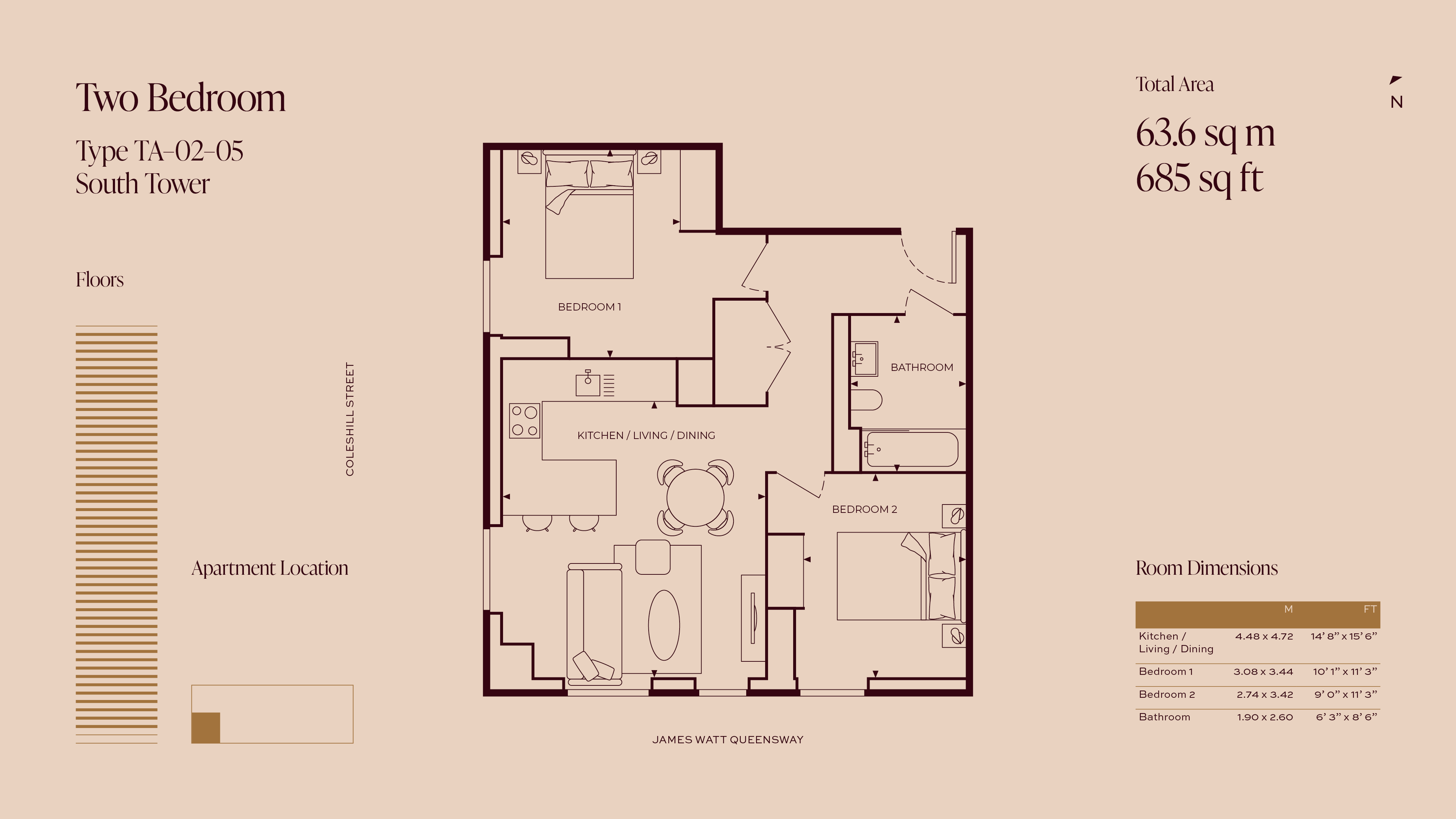 Apartment 110, Tower A, One Eastside, 1 James Watt Queensway, Birmingham floorplan