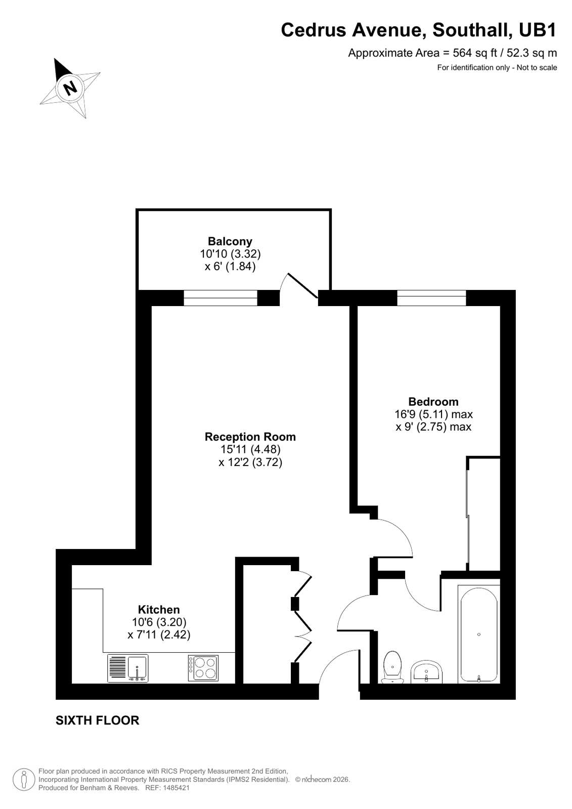 Flat 45, Iris House, 2, Cedrus Avenue, Southall floorplan