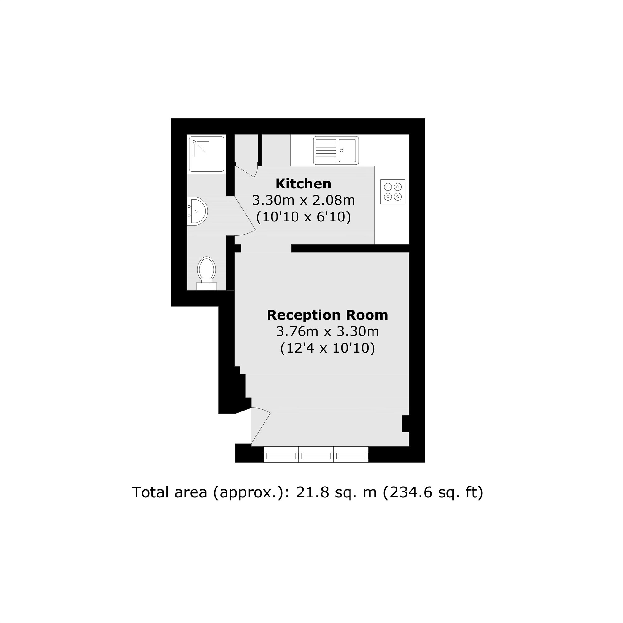 Studio Flat, 46, Addison Avenue, Southgate floorplan