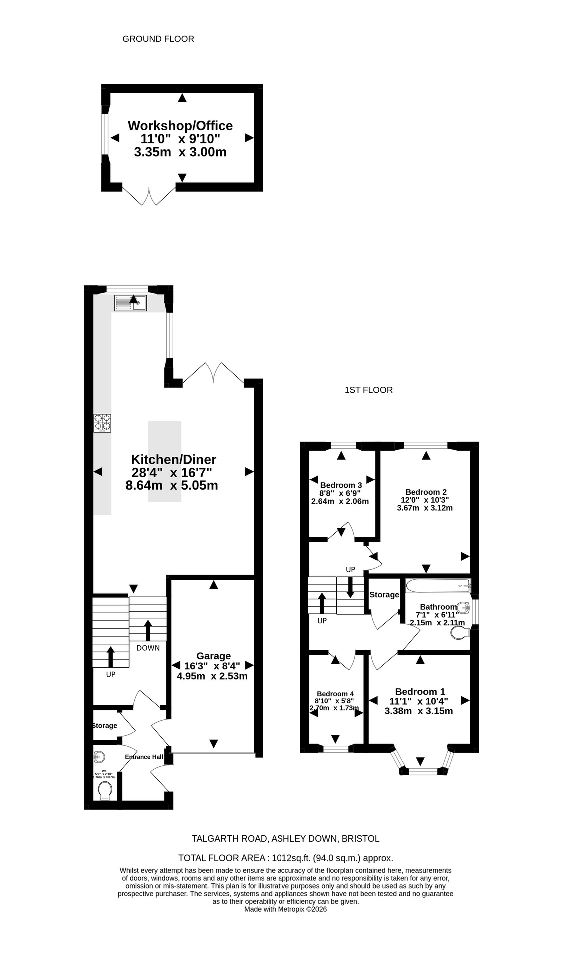 2a Talgarth Road, Bristol floorplan