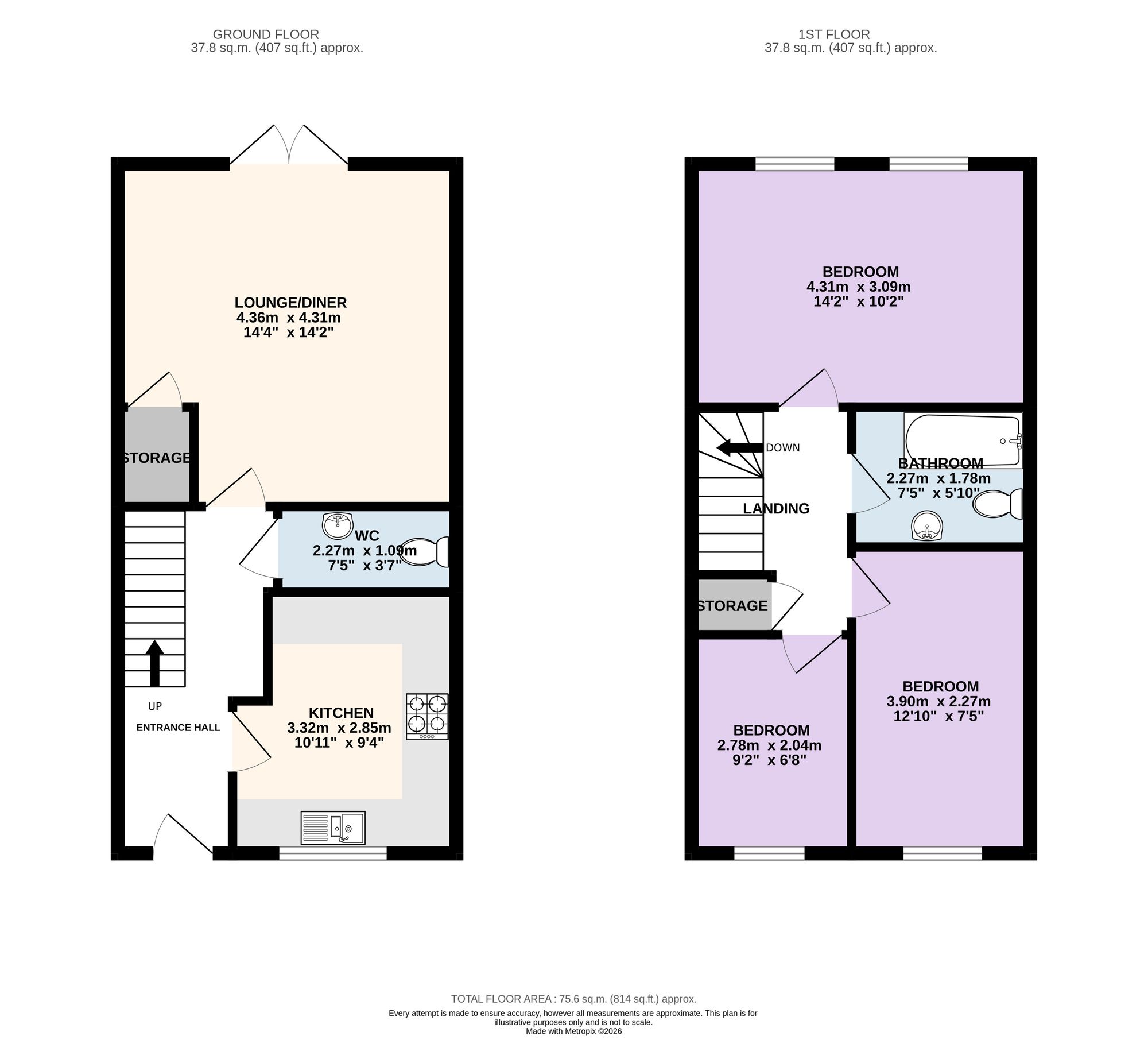99 The Ridings, Preston floorplan