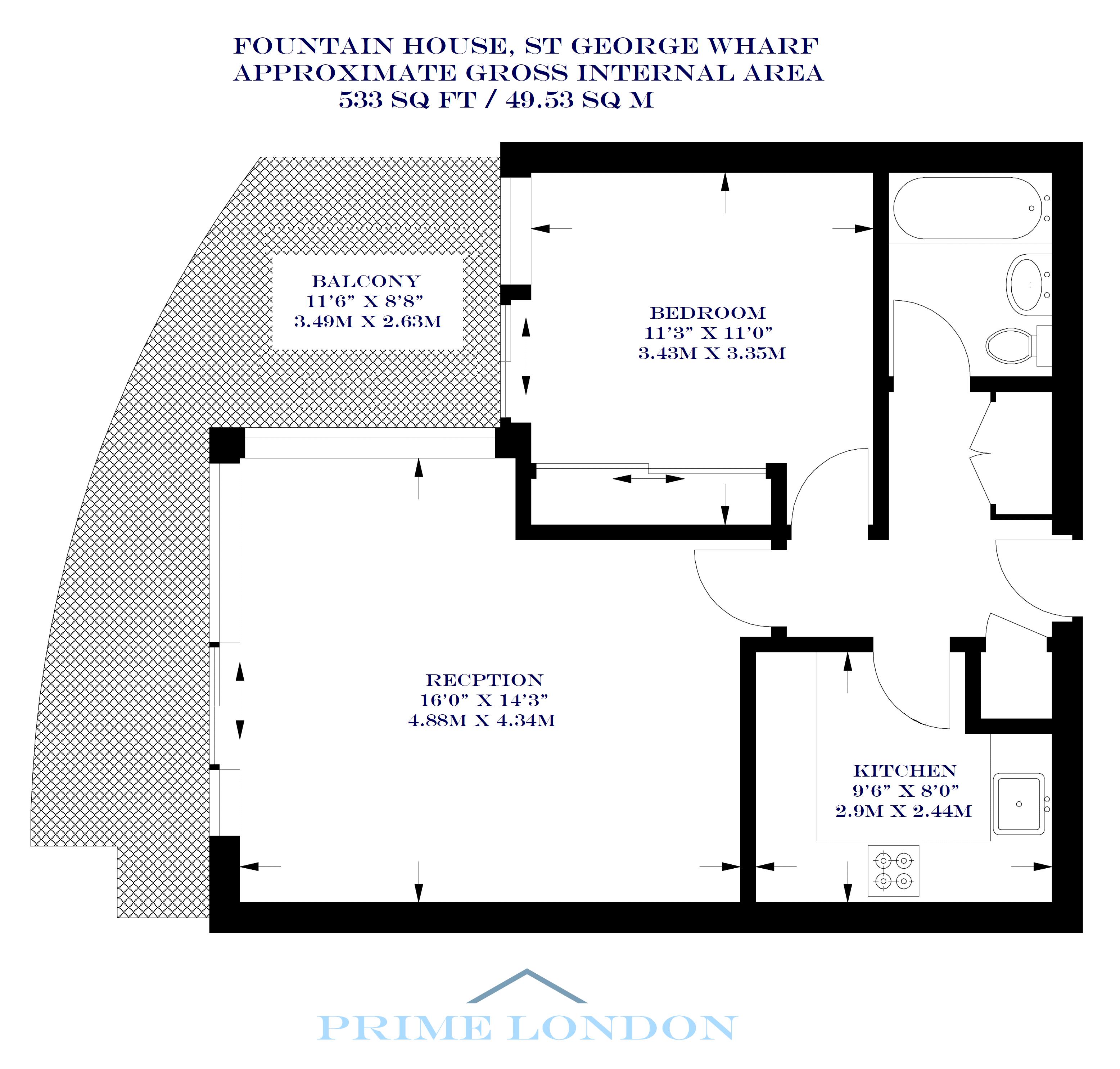 1 Bedrooms Flat to rent in St. George Wharf, London SW8