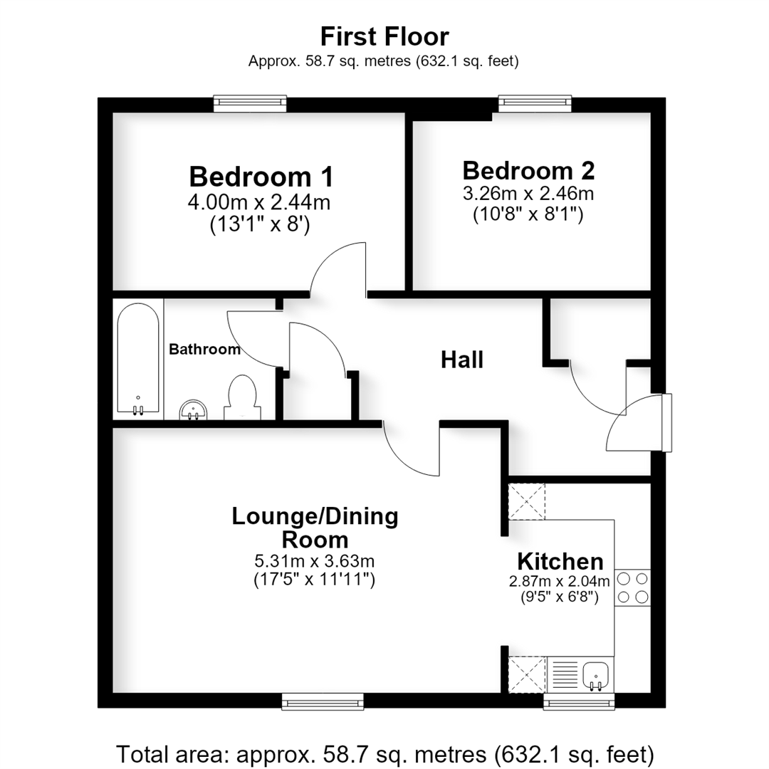 Flat 8, The Old County Arms, New Bradwell floorplan