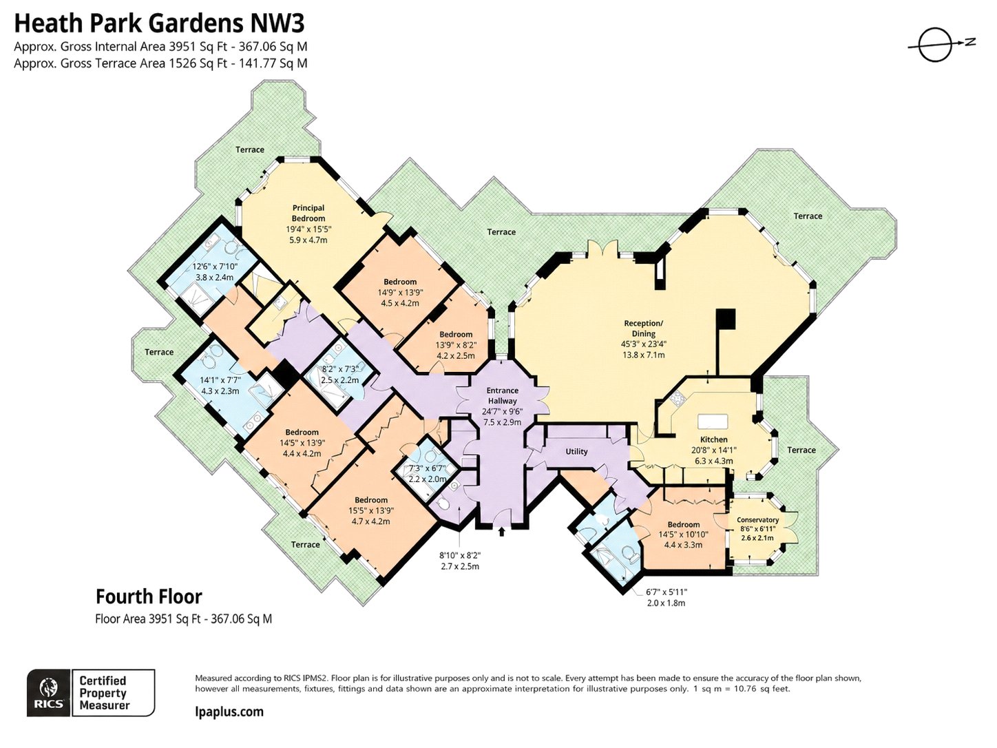 Penthouse, Flat N, Heath Park Garde,, Templewood Avenue, London floorplan