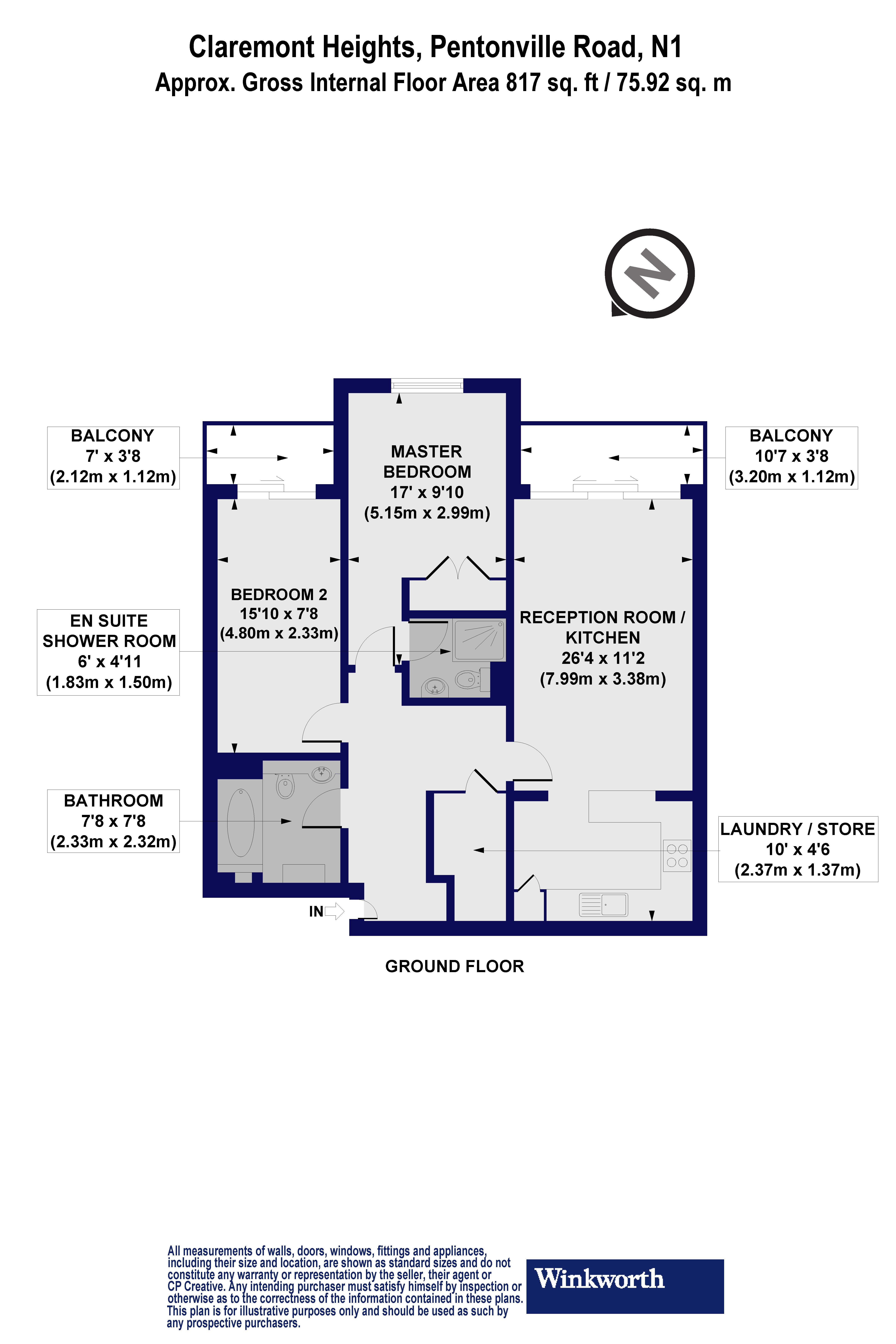 Flat 3, Claremont Heights, 70, Pentonville Road, London floorplan