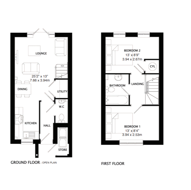 2 Bedrooms Terraced house for sale in Plot 114 Bowmont Phase 3, Navigation Point, Cinder Lane, Castleford WF10