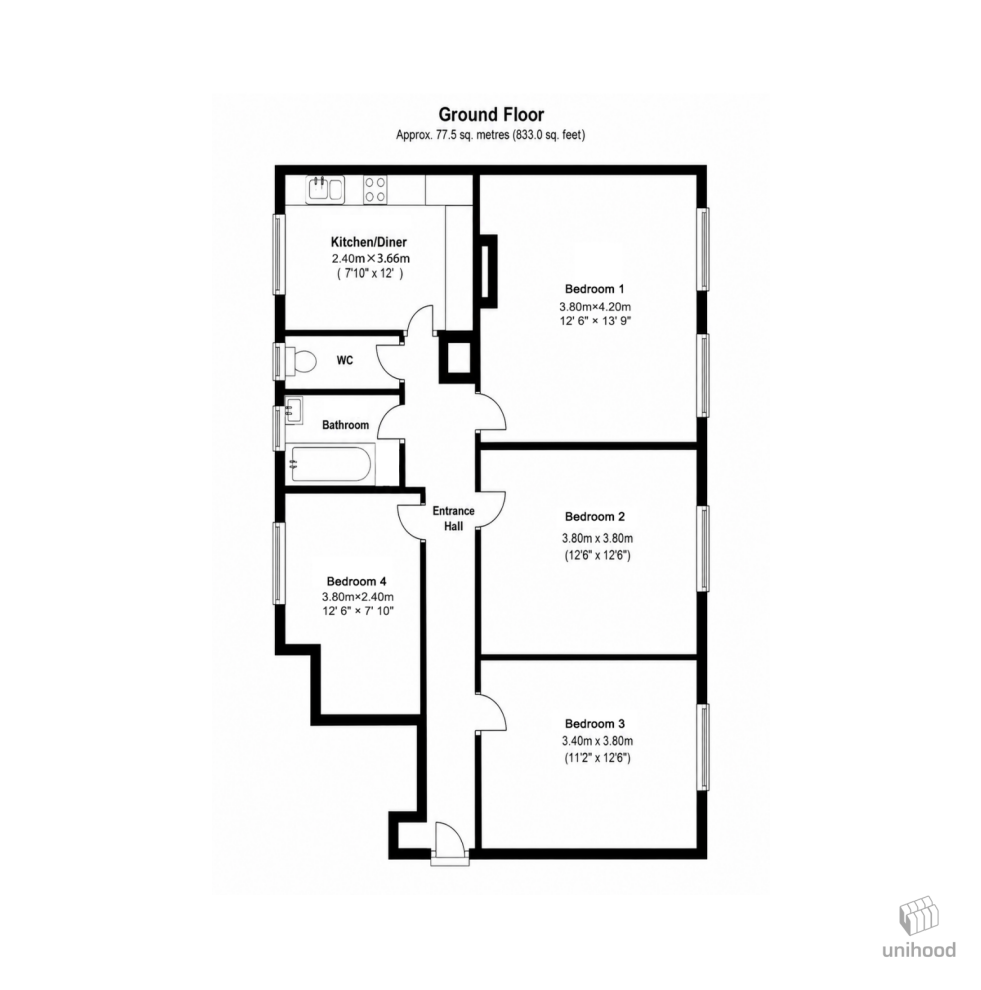 Flat 4 Crowndale Court 3, Abingdon Close, London floorplan