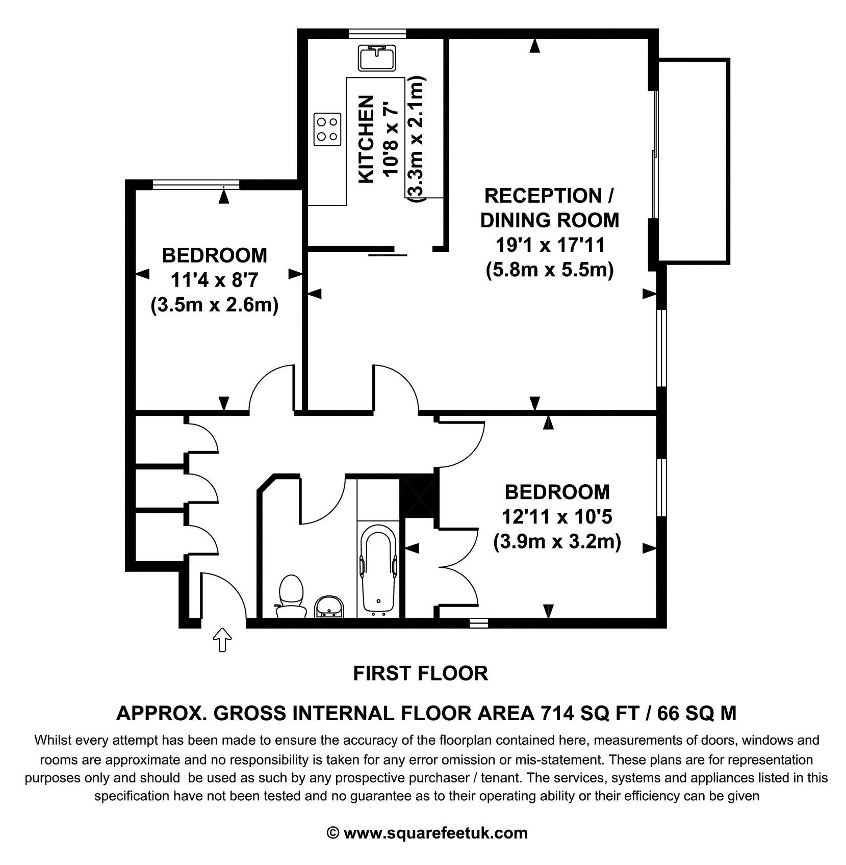 Flat 5, Hatfield House, 15, Avenue Elmers, Surbiton floorplan