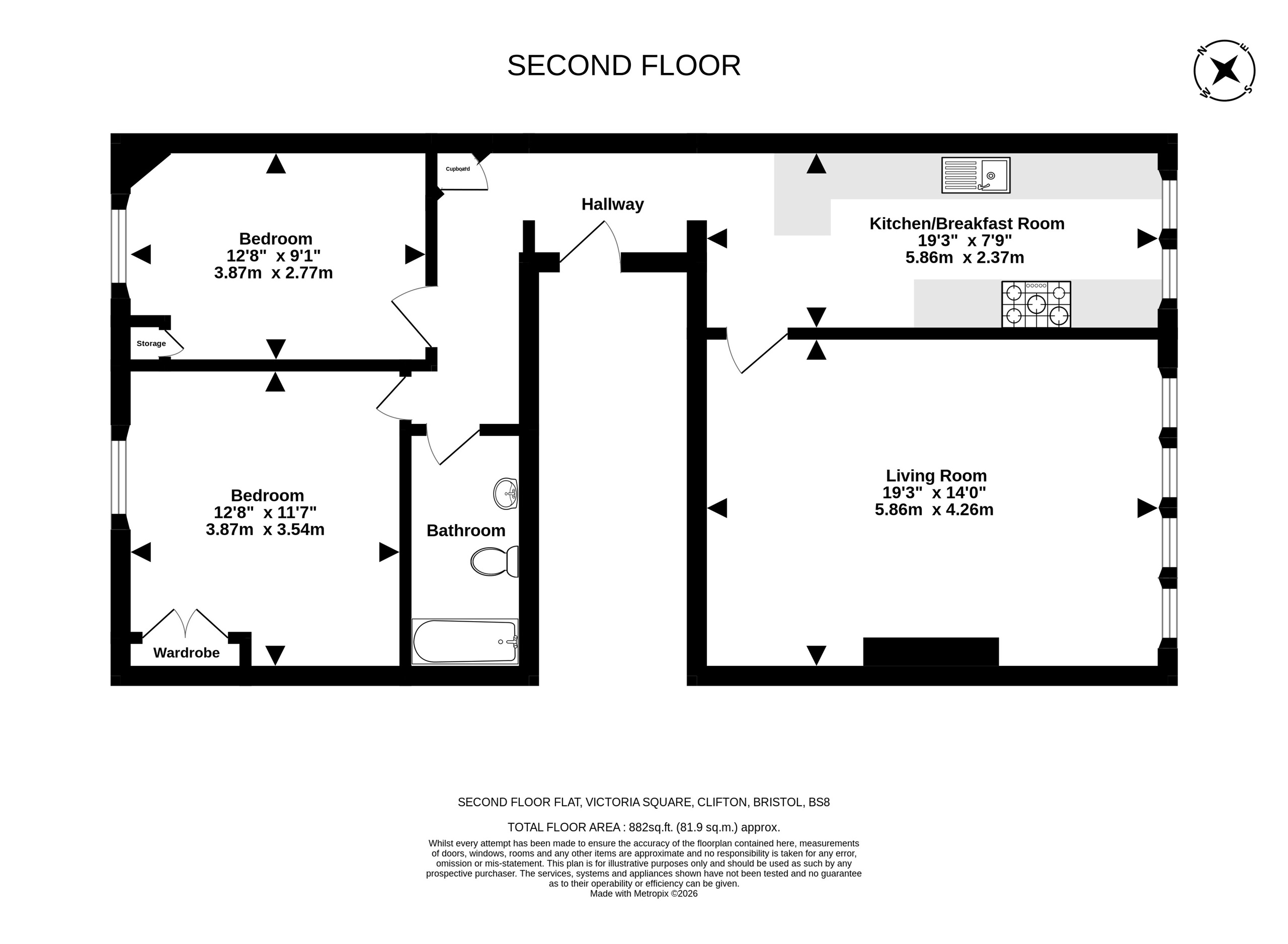 Flat 4 19 Victoria Square, Bristol floorplan