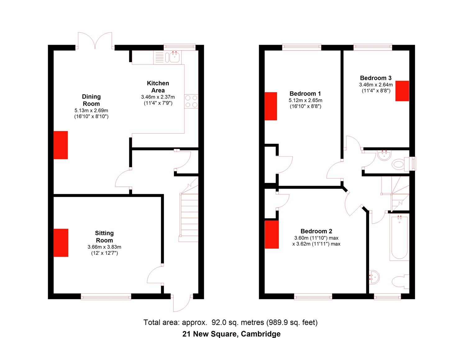 3 Bedrooms Terraced house to rent in New Square, Cambridge, Cambridgeshire CB1