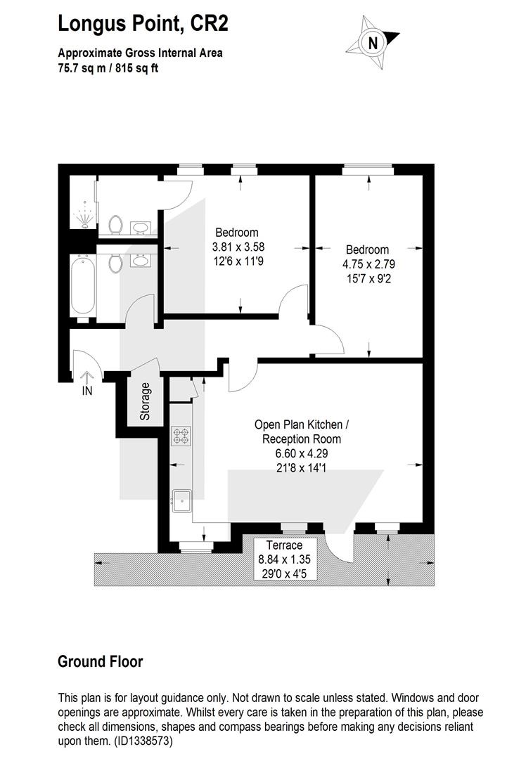 Flat 2, Longus Point, 45, Braemar Avenue, South Croydon floorplan