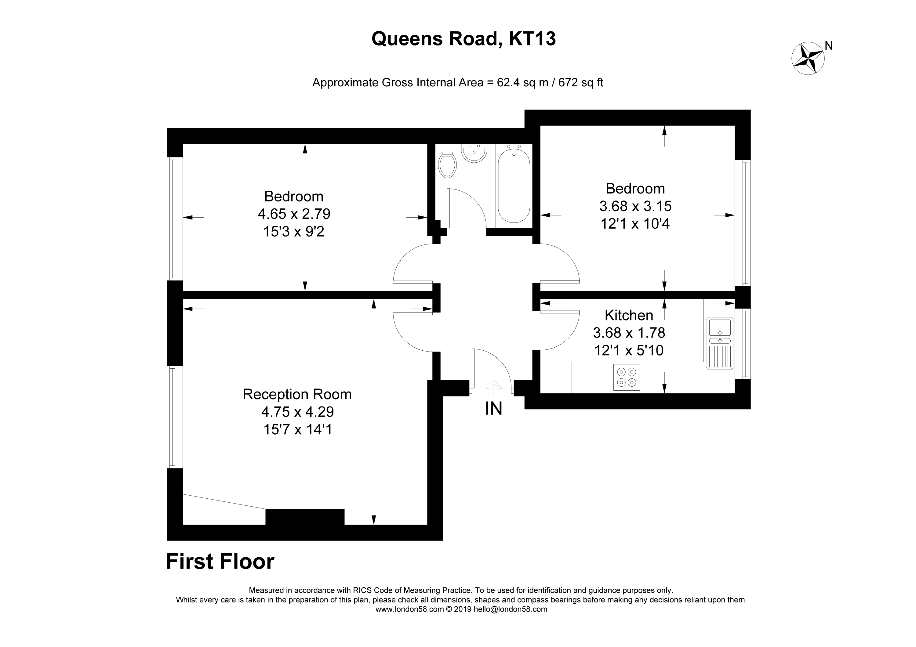 2 Bedrooms Flat for sale in Queens Road, Weybridge, Surrey KT13