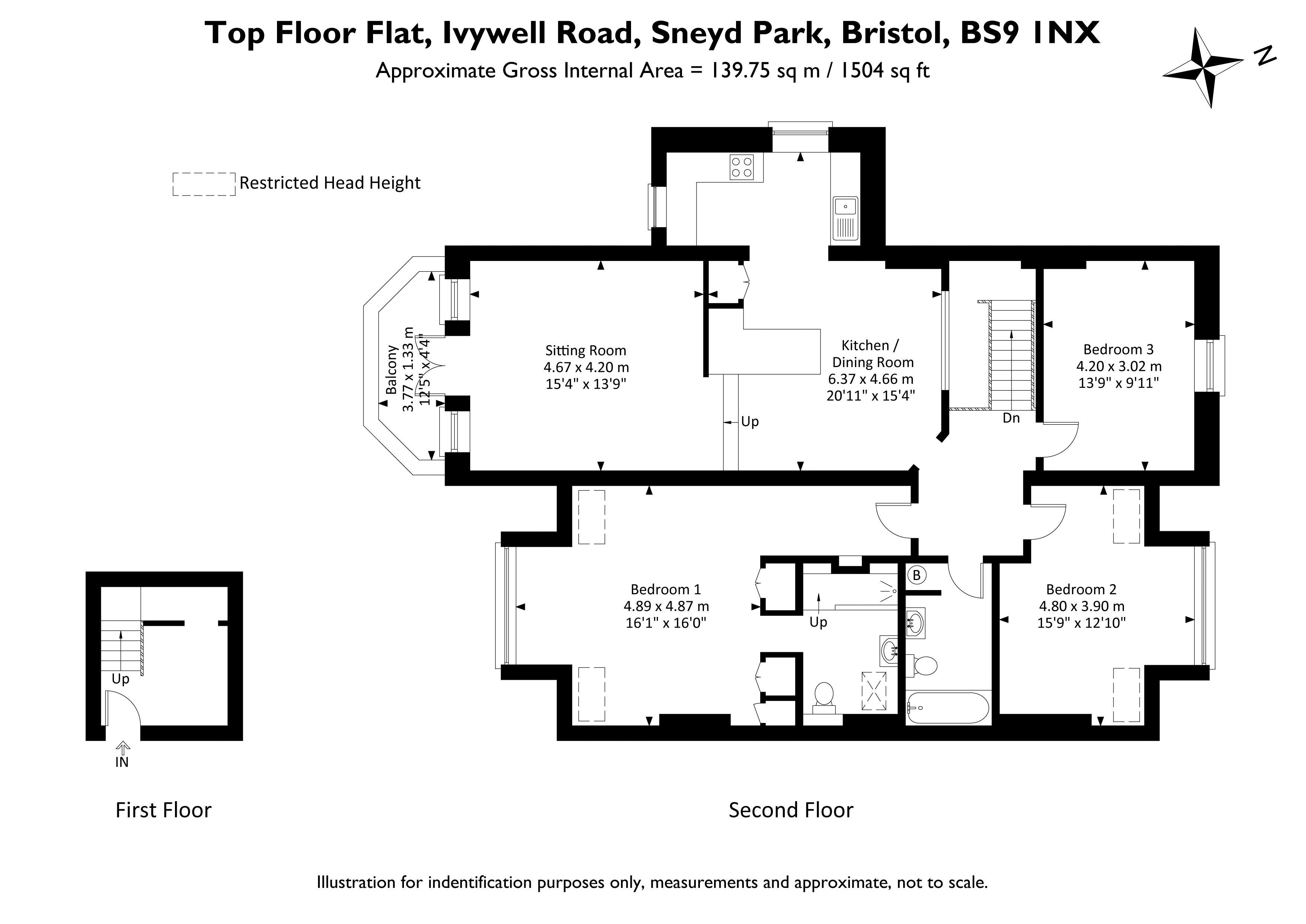 Top Floor Flat, 2D, Ivywell Road, Bristol floorplan