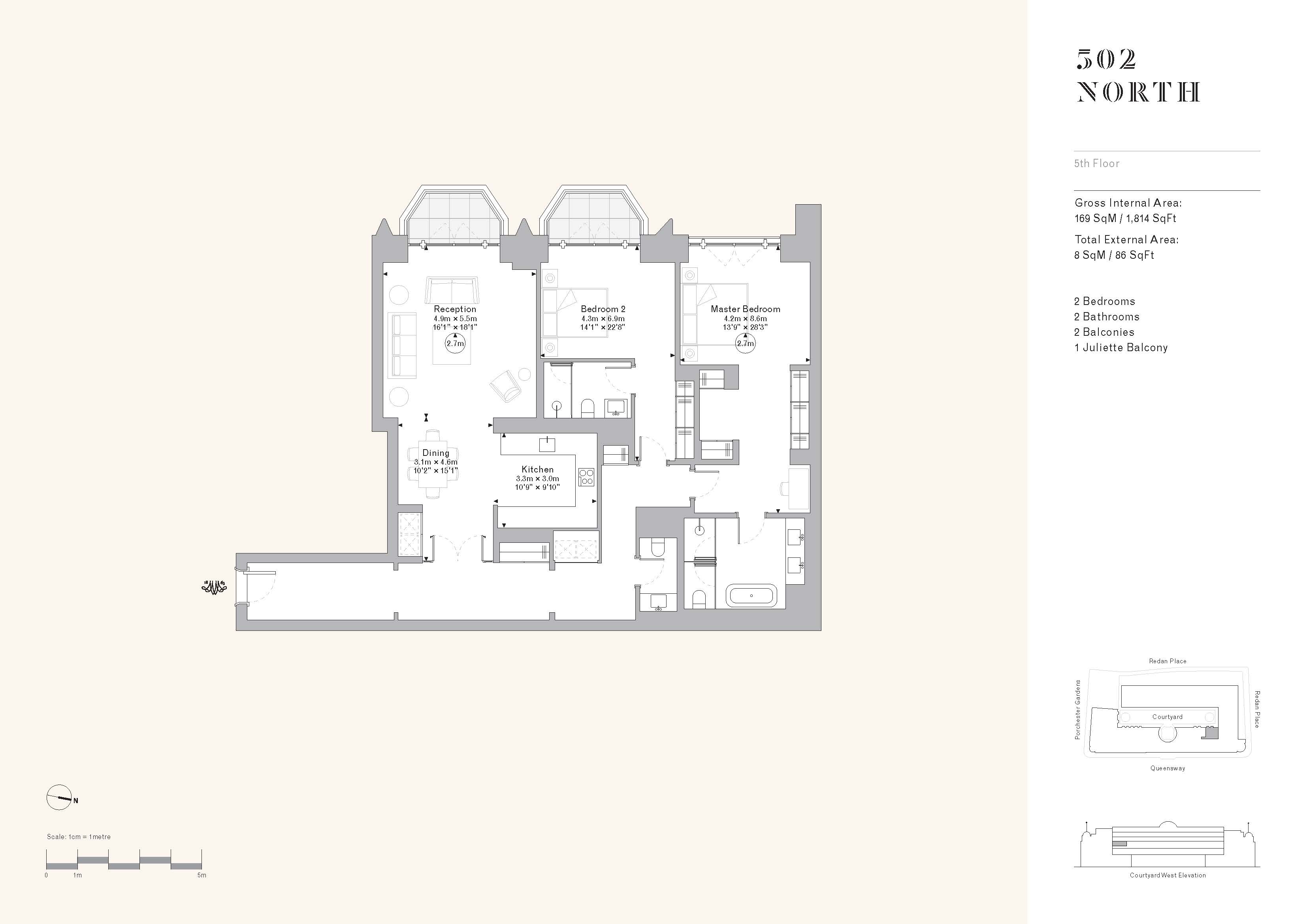 Apartment 502N,, The Whiteley, Queensway floorplan