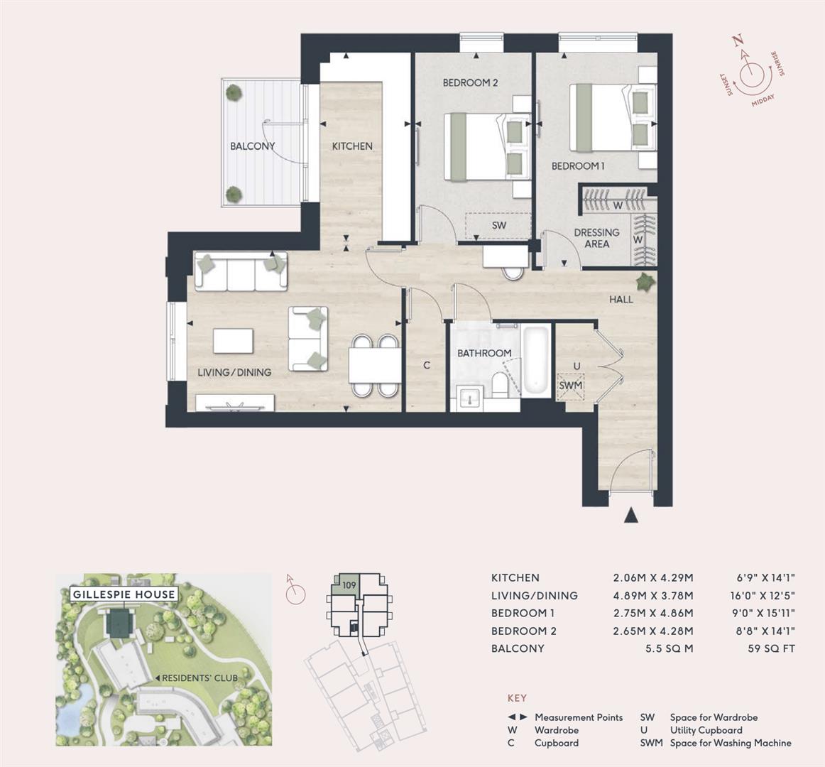 109 Gillespie House, Oakhill, Tonbridge Road, Tonbridge floorplan