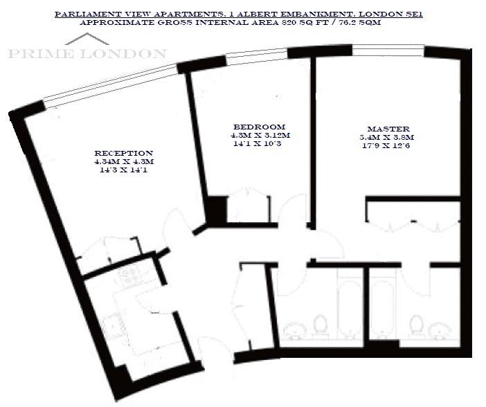 2 Bedrooms Flat to rent in Parliament View Apartments, 1 Albert Embankment, London SE1