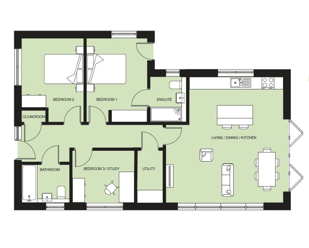 Plot 3, Dowlands Bungalows, Horley floorplan