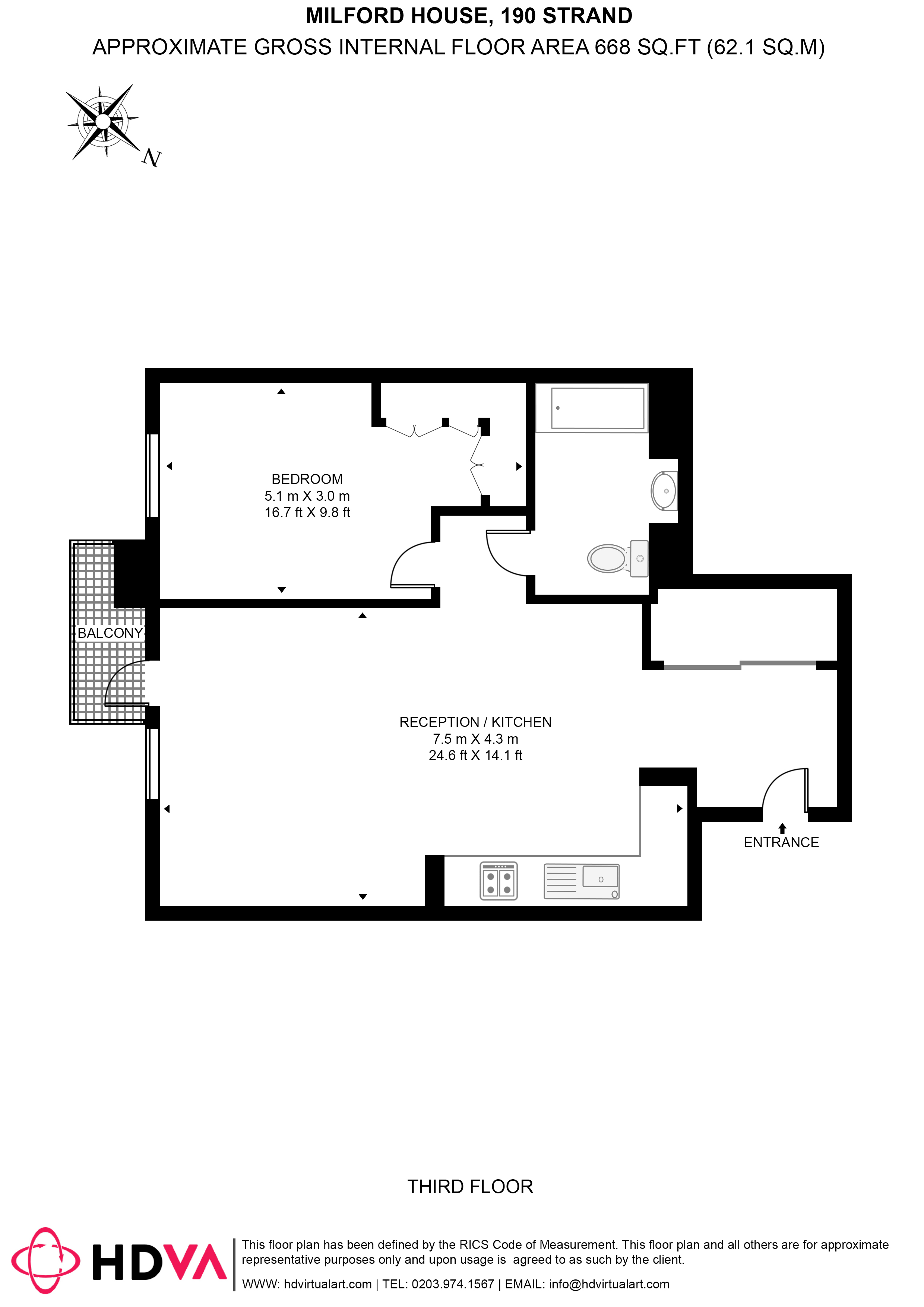 Apartment 165, Milford House, 190, Strand, London floorplan