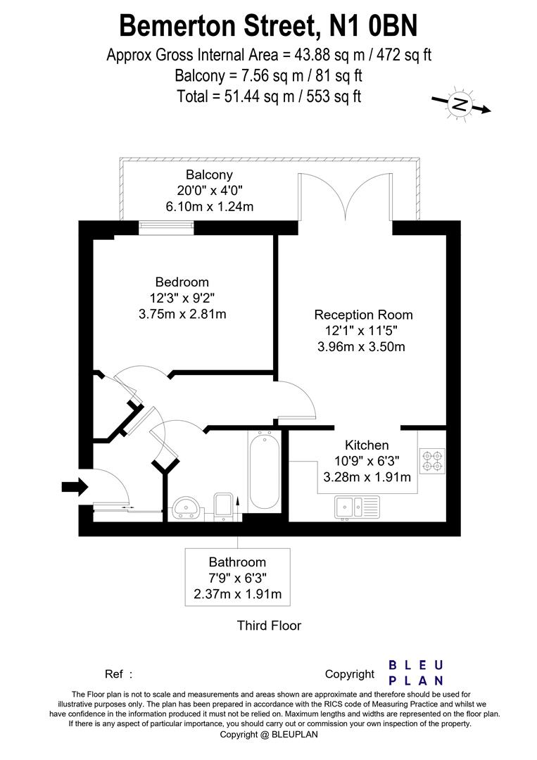 Flat 12, Naish Court, 56 Bemerton Street, London floorplan