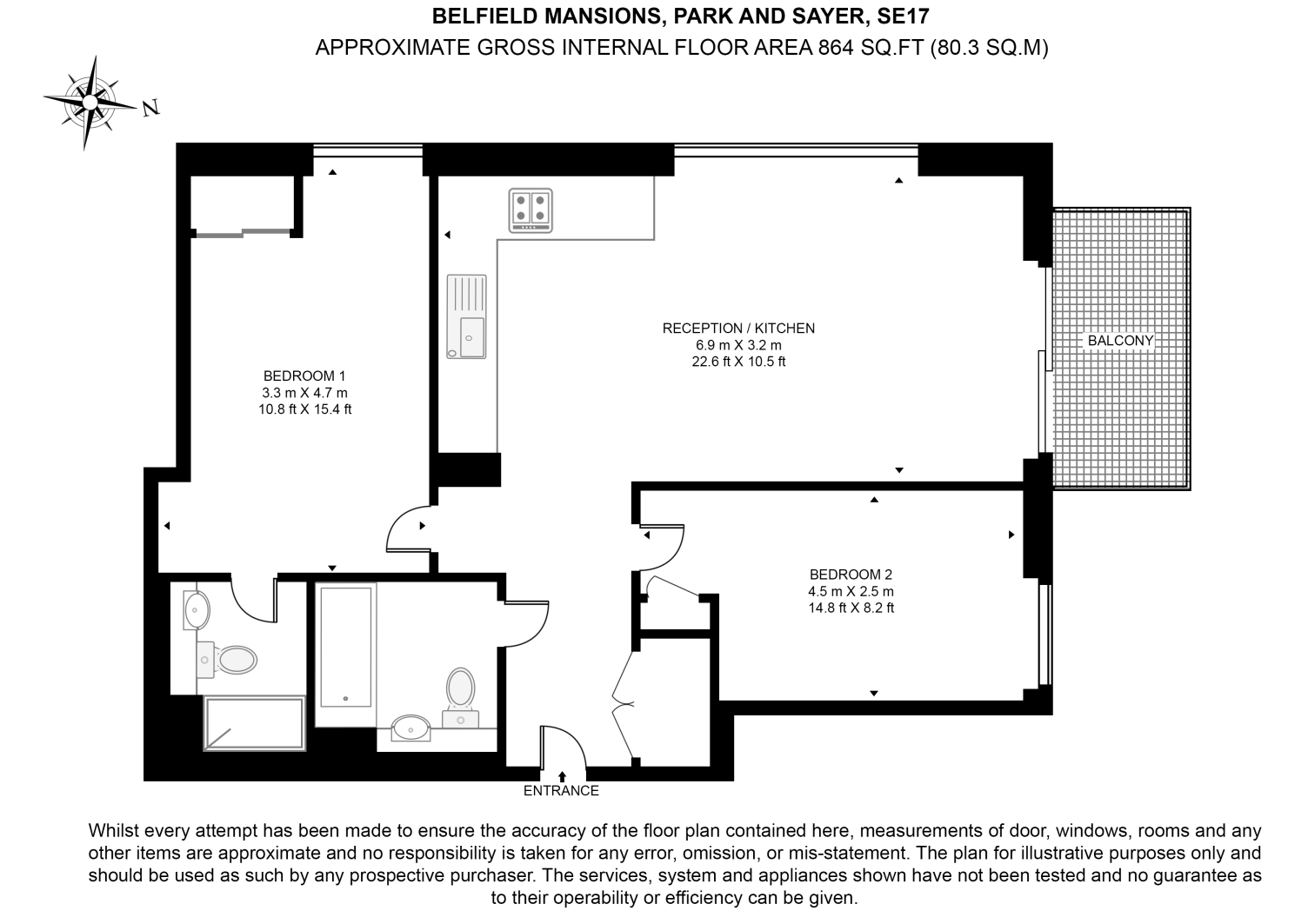 Belfield Mansions, Park & Sayer, Elephant And Castle floorplan
