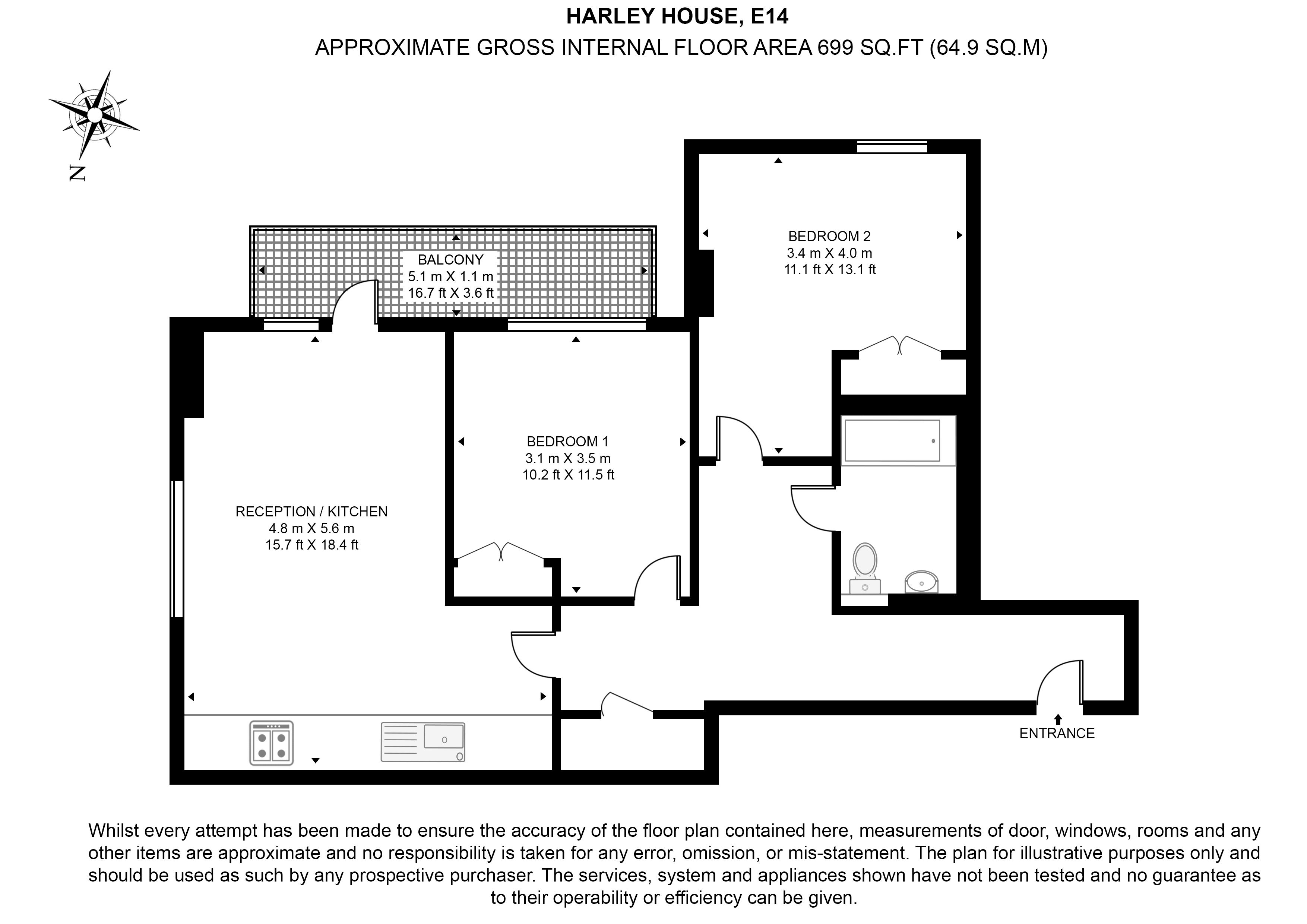 Flat 601, 11, Harley House, Frances Wharf, London floorplan