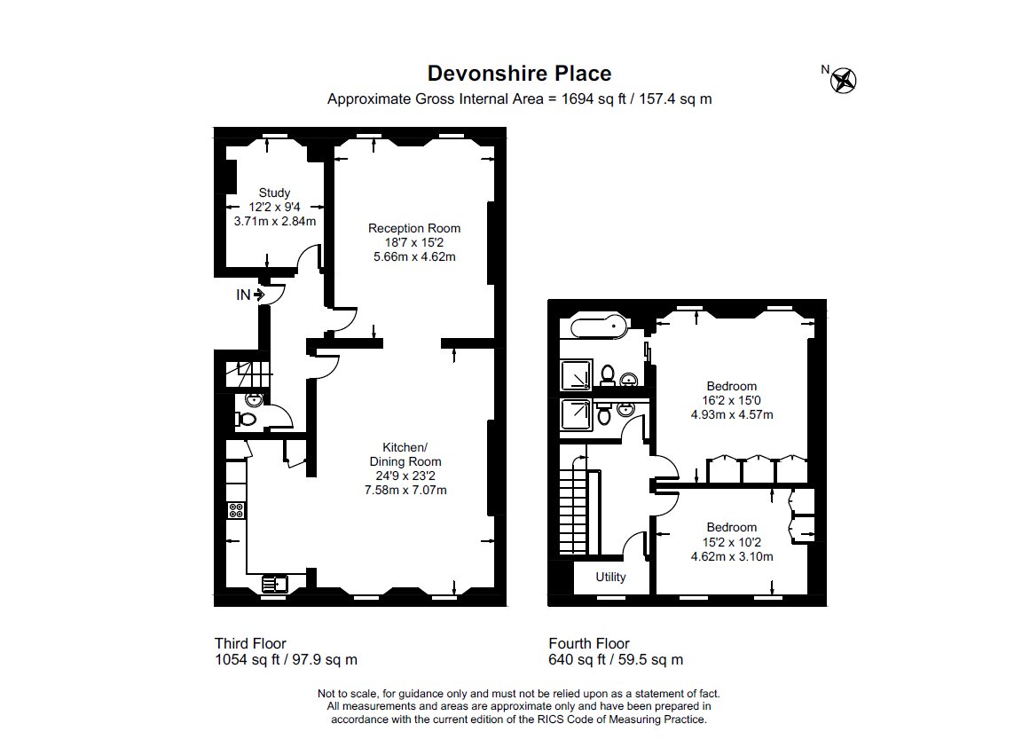 Fourth Floor Flat 4, 38, Devonshire Place, London floorplan