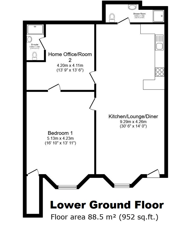 Basement Flat, 27, Clarence Square, Brighton floorplan