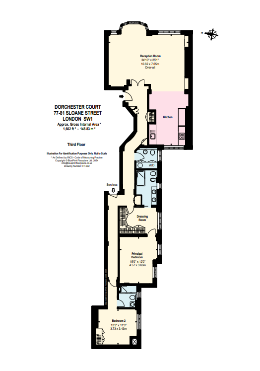 Flat 9, Dorchester Court, 77-81, Sloane Street, London floorplan