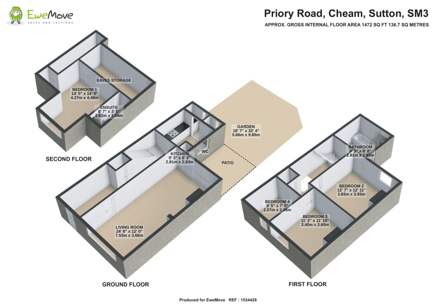 Priory Road Cheam, Sutton floorplan