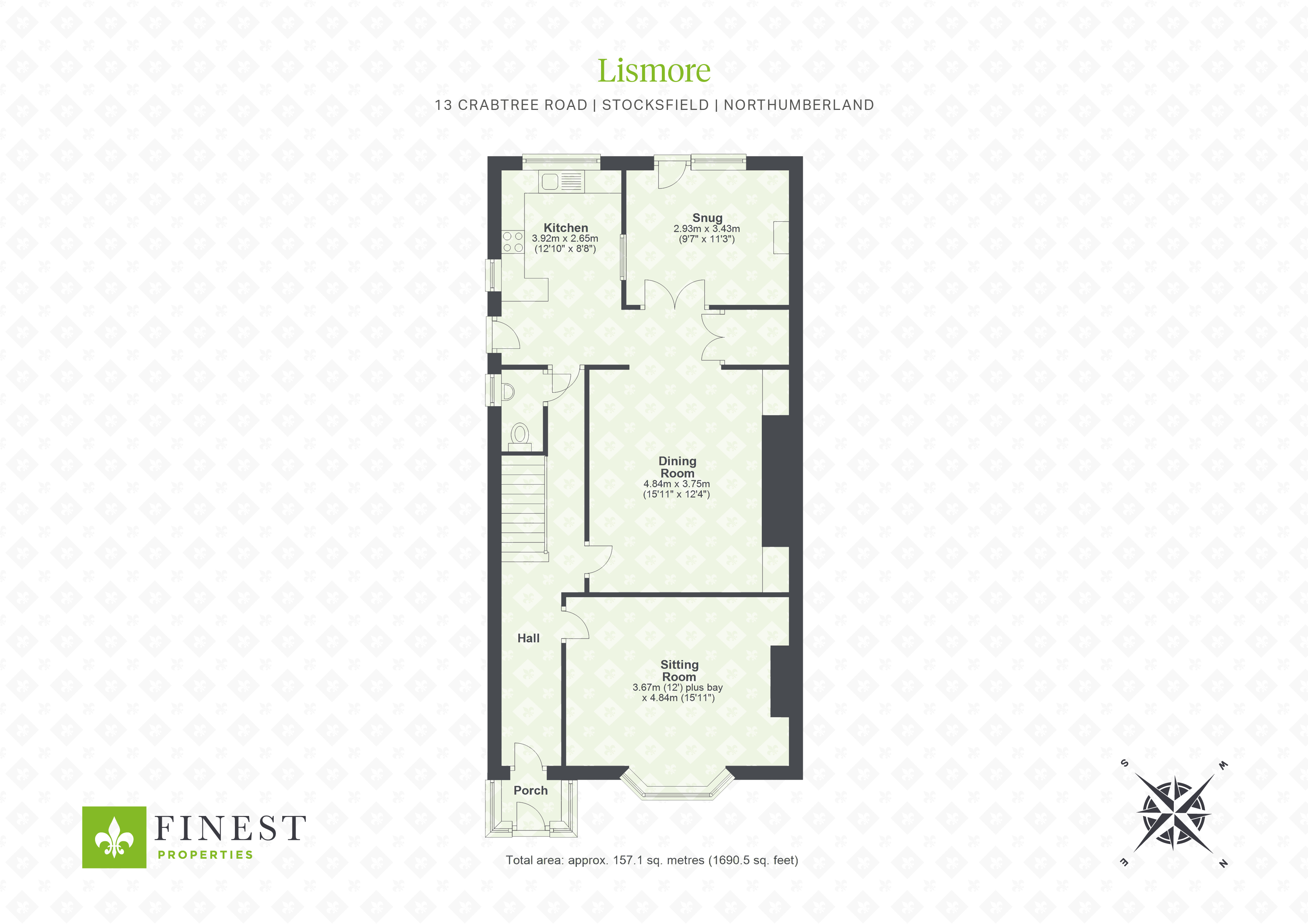 Lismore, 13 Crabtree Road, Stocksfield, Northumberland NE43, 3 bedroom