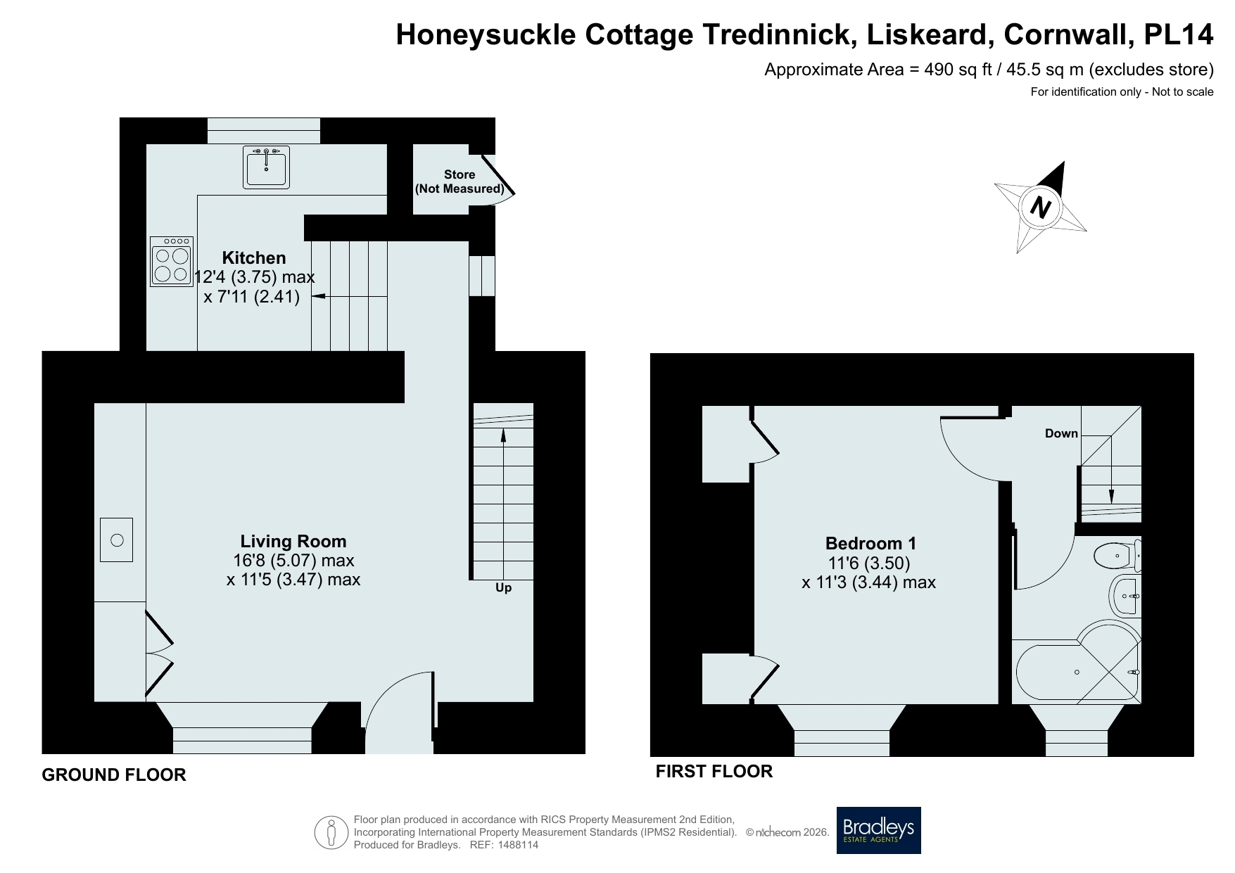Honeysuckle Cottage,, Tredinnick, Cornwall floorplan
